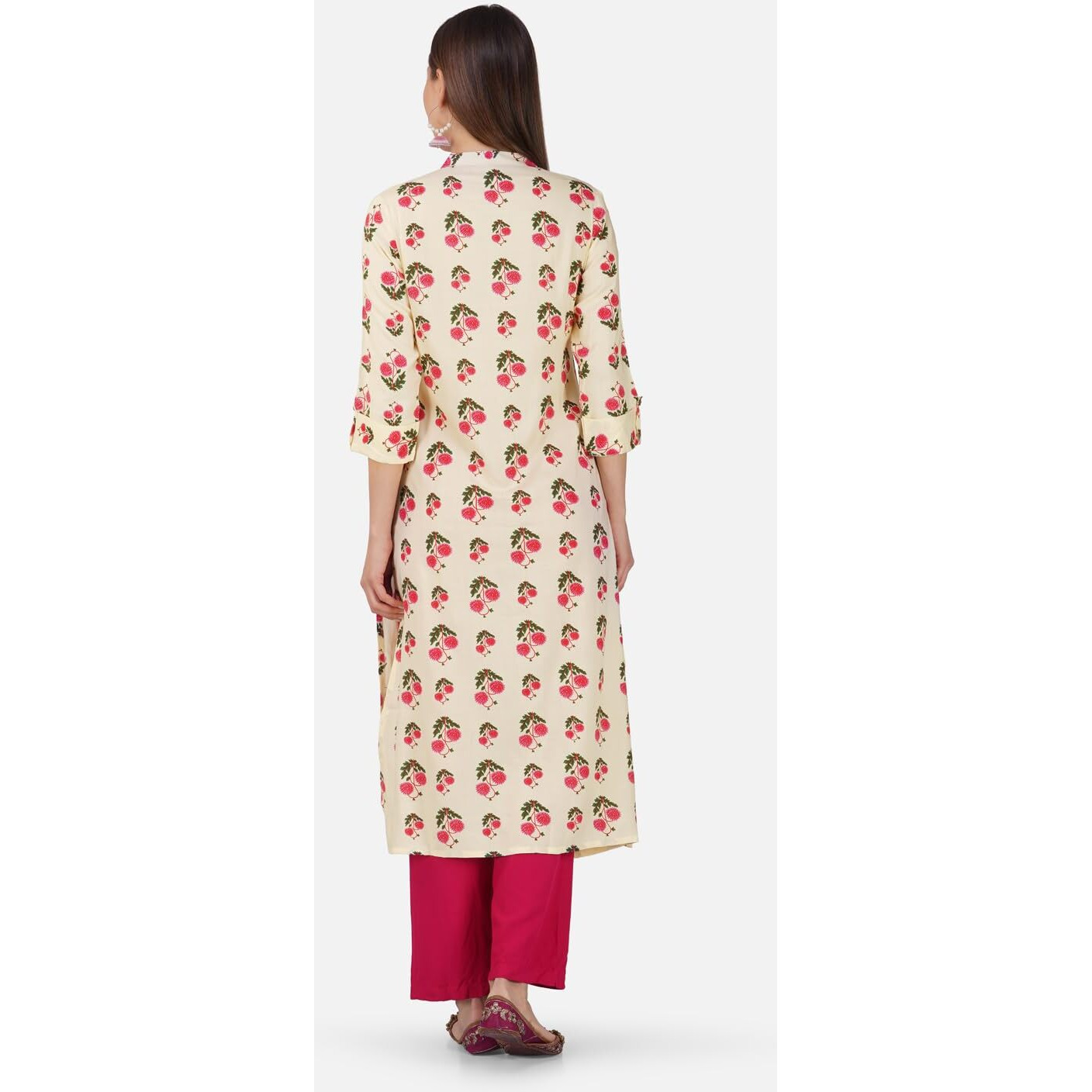 Rytras Women's Printed A-Line Kurta(Ryt541,Beige,S)