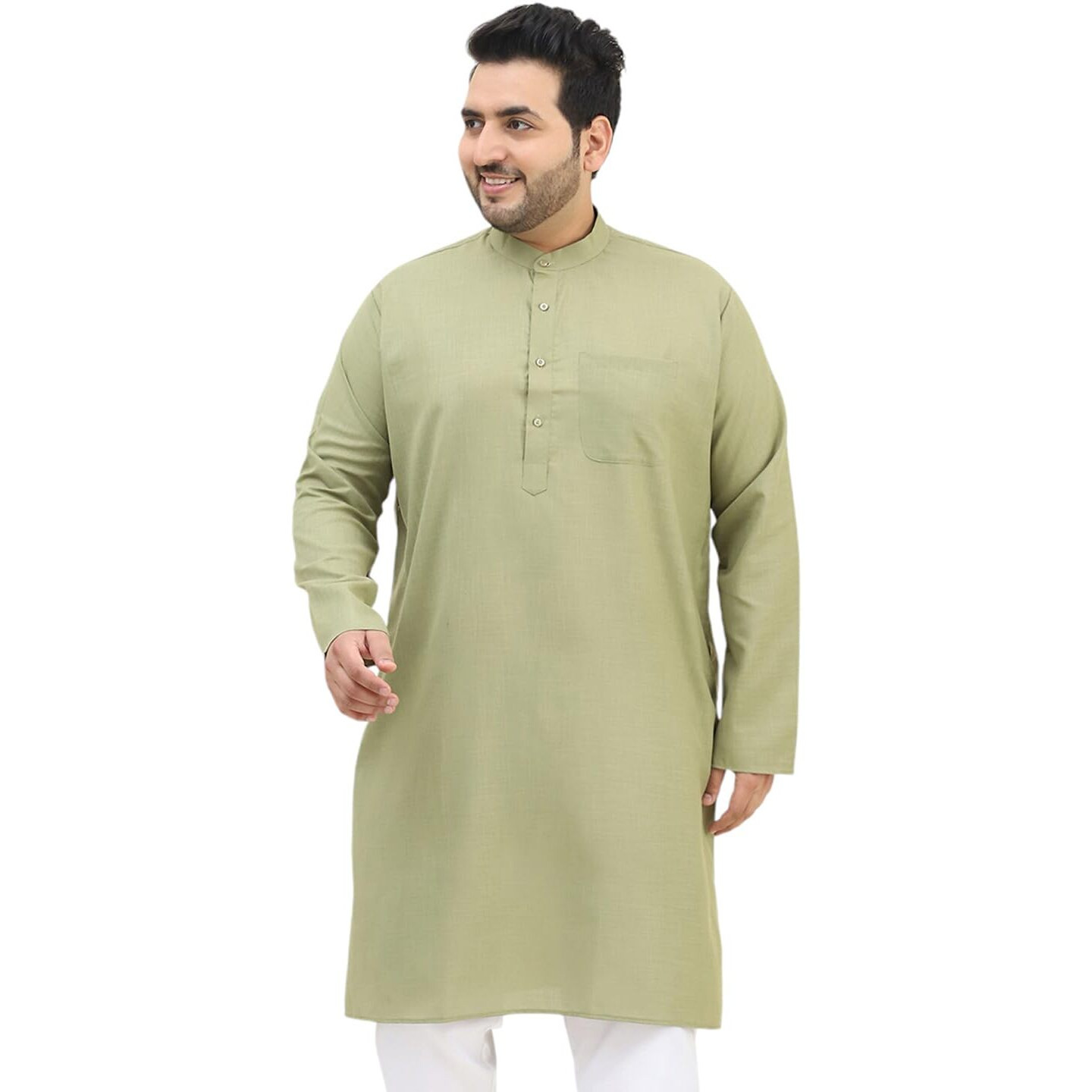 Sojanya Plus (Since 1958) Men's Cotton Pista Green Only Kurta
