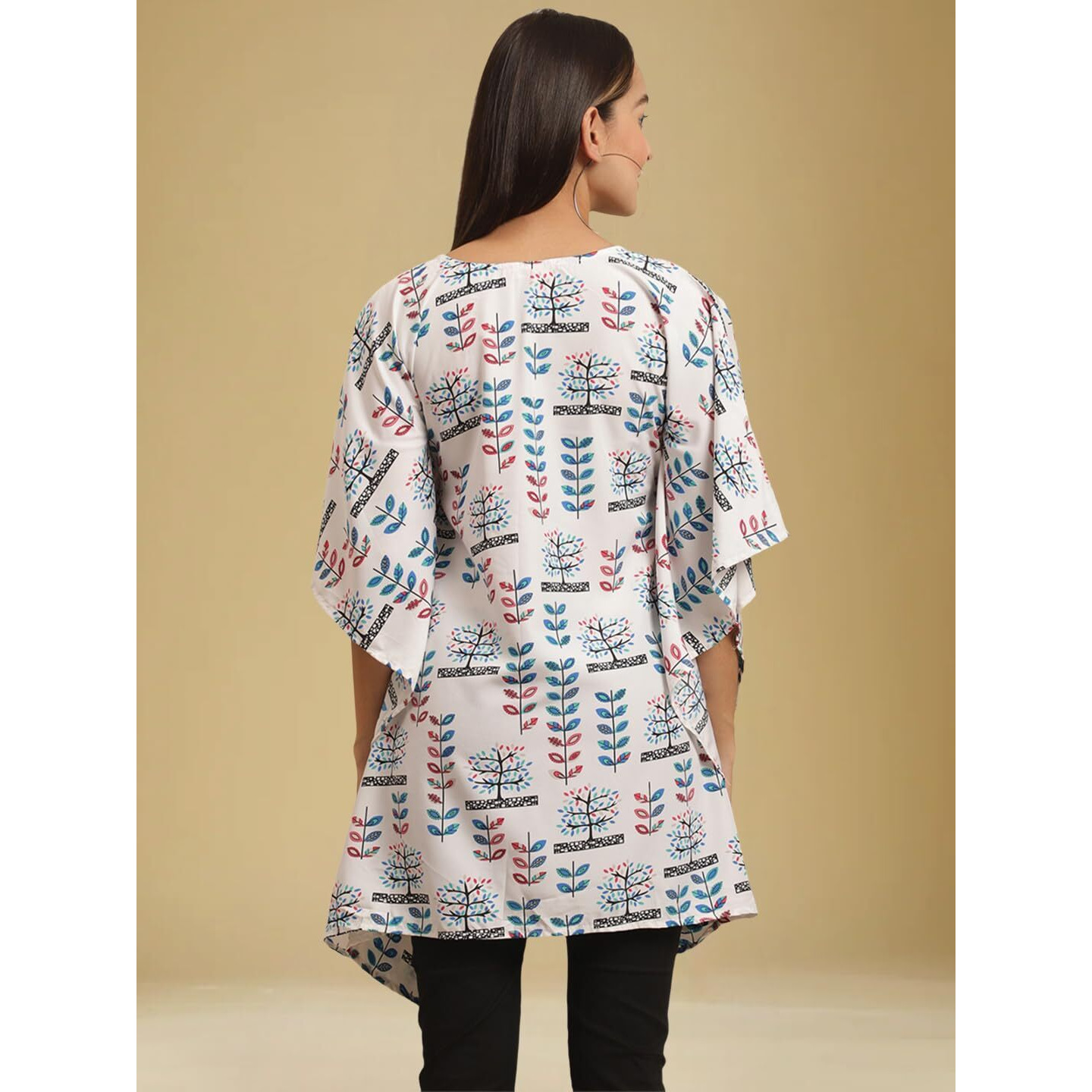 Tee Projekt Casual Crepe Kimino Sleeves Women's Kaftan Dress Ll Kaftan Casual & Everyday Kurta (Pack Of 2) Orange-Pink