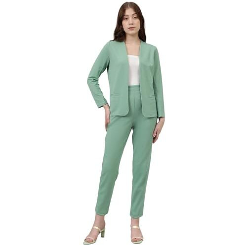 Kotty Women's Solid Seiji Green Maxi Casual Dress Set (Green,L)-Kttdressset47L