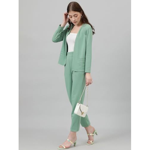 Kotty Women's Solid Seiji Green Maxi Casual Dress Set (Green,L)-Kttdressset47L