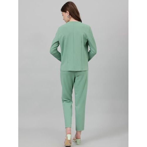 Kotty Women's Solid Seiji Green Maxi Casual Dress Set (Green,L)-Kttdressset47L