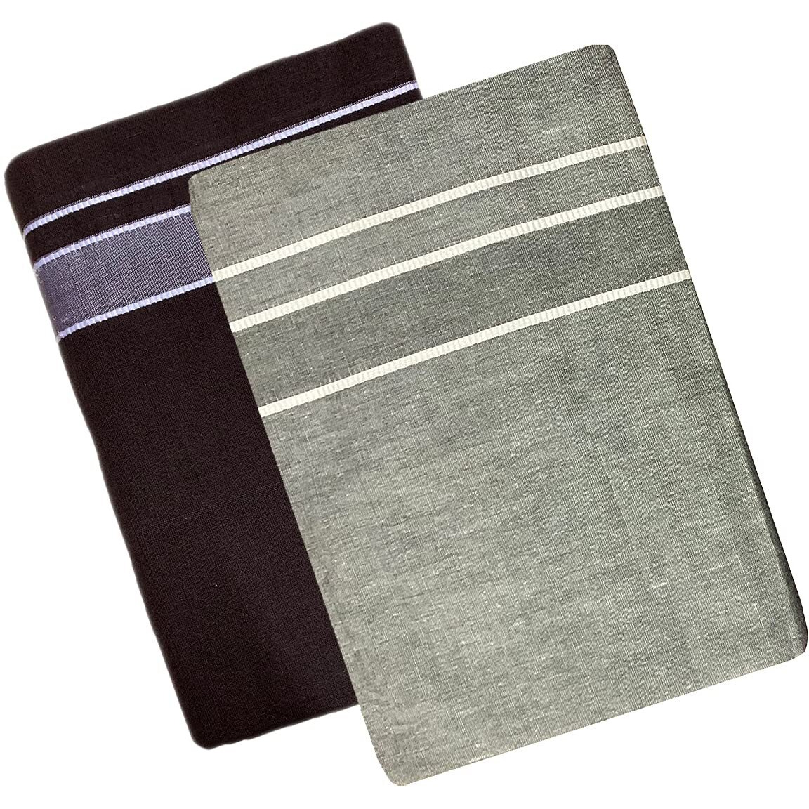 Men's Kerala Style Premam Single (1.28X2.00 Mtrs) Colour (Pack Of 2) (Coffee Brown- Ash) Dhoti