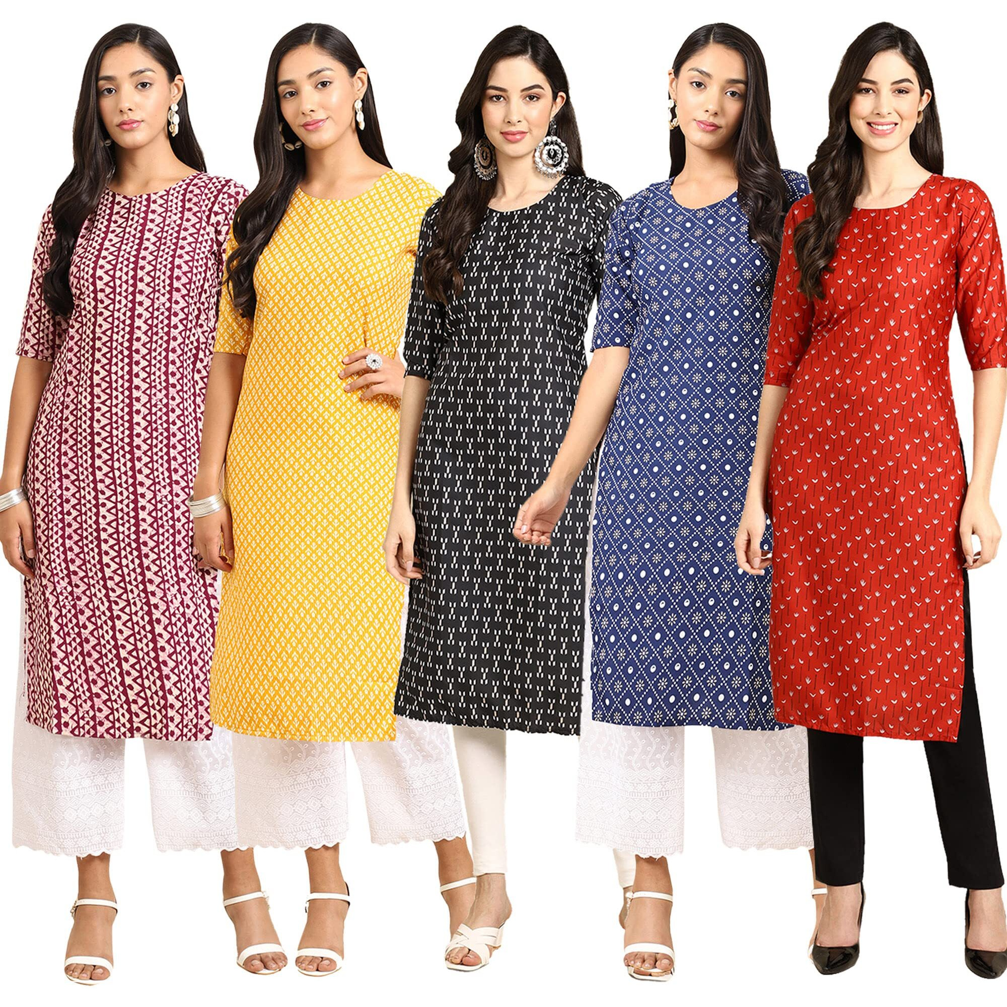 Pinkmint Women's Crepe Digital Print Straight Kurta (R-347-350-362-353-370-Xl)