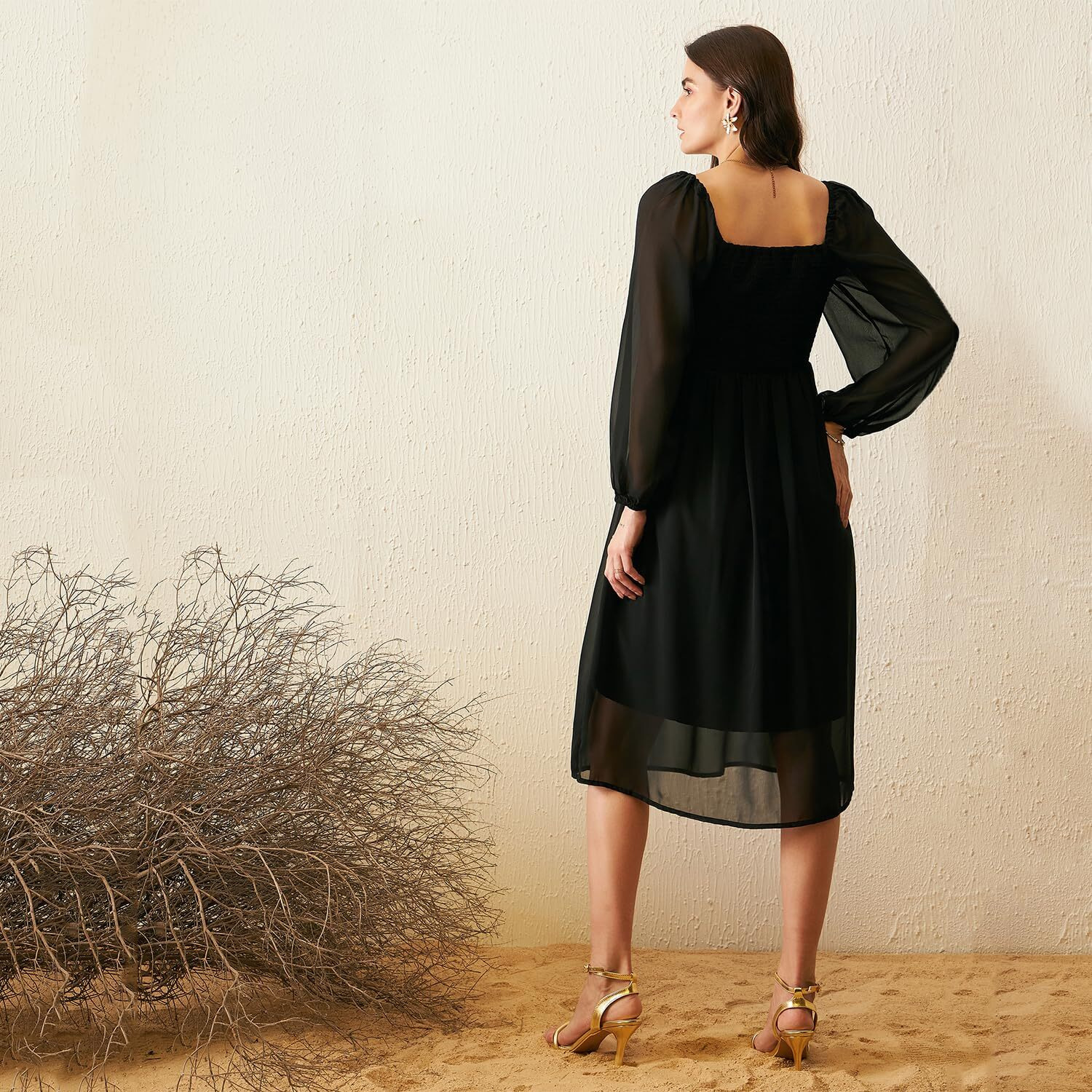 Rare Women's Regular Fit Dress (Ep8043_Black L)