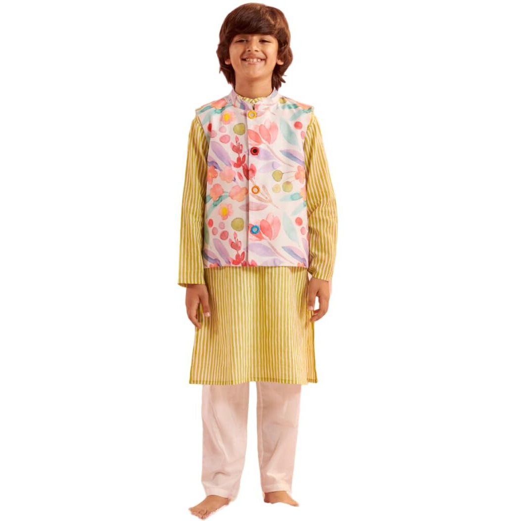 Pspeaches Boys Striped Regular Kurta With Pyjamas (15-16Years)