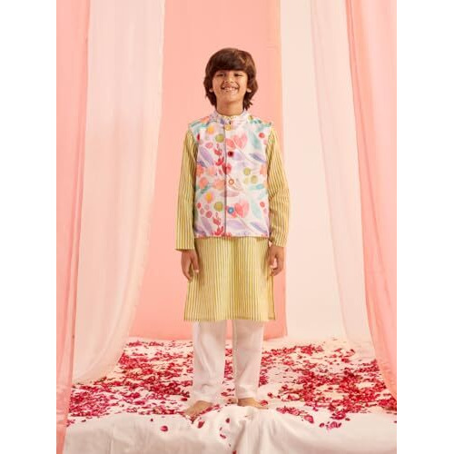 Pspeaches Boys Striped Regular Kurta With Pyjamas (15-16Years)