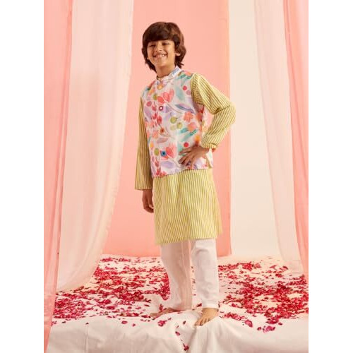 Pspeaches Boys Striped Regular Kurta With Pyjamas (15-16Years)