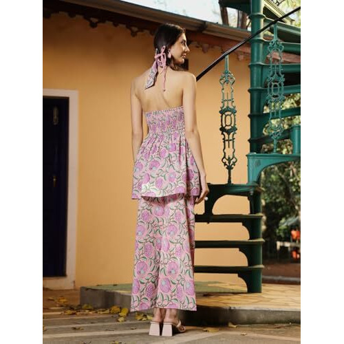 Stylum Women's Floral Printed Cotton Co-Ord Set (Cslavenderkochi38_Lavender, M)