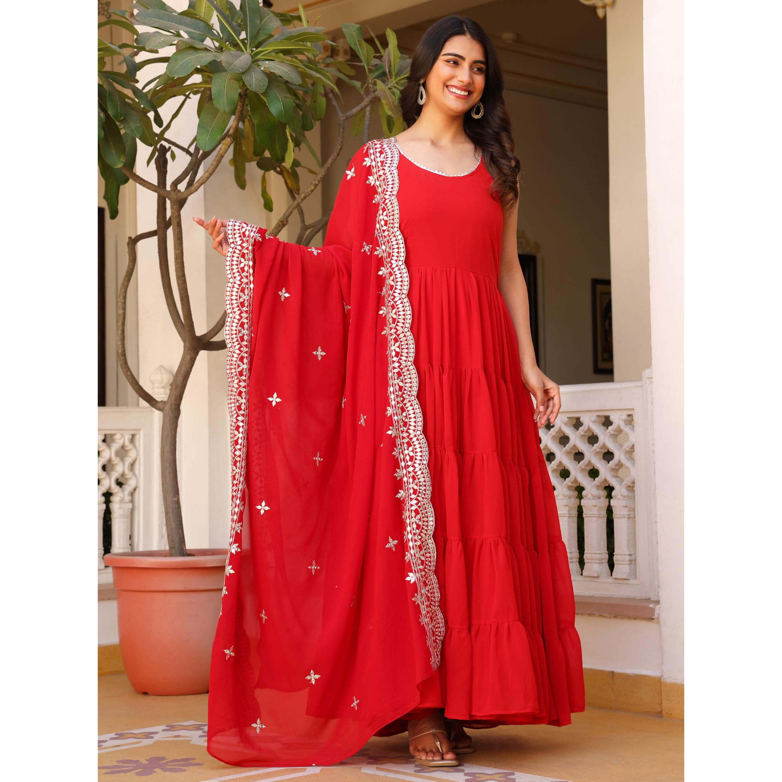 Fashion Basket Pink Georgette Anarkali Kurta For Women