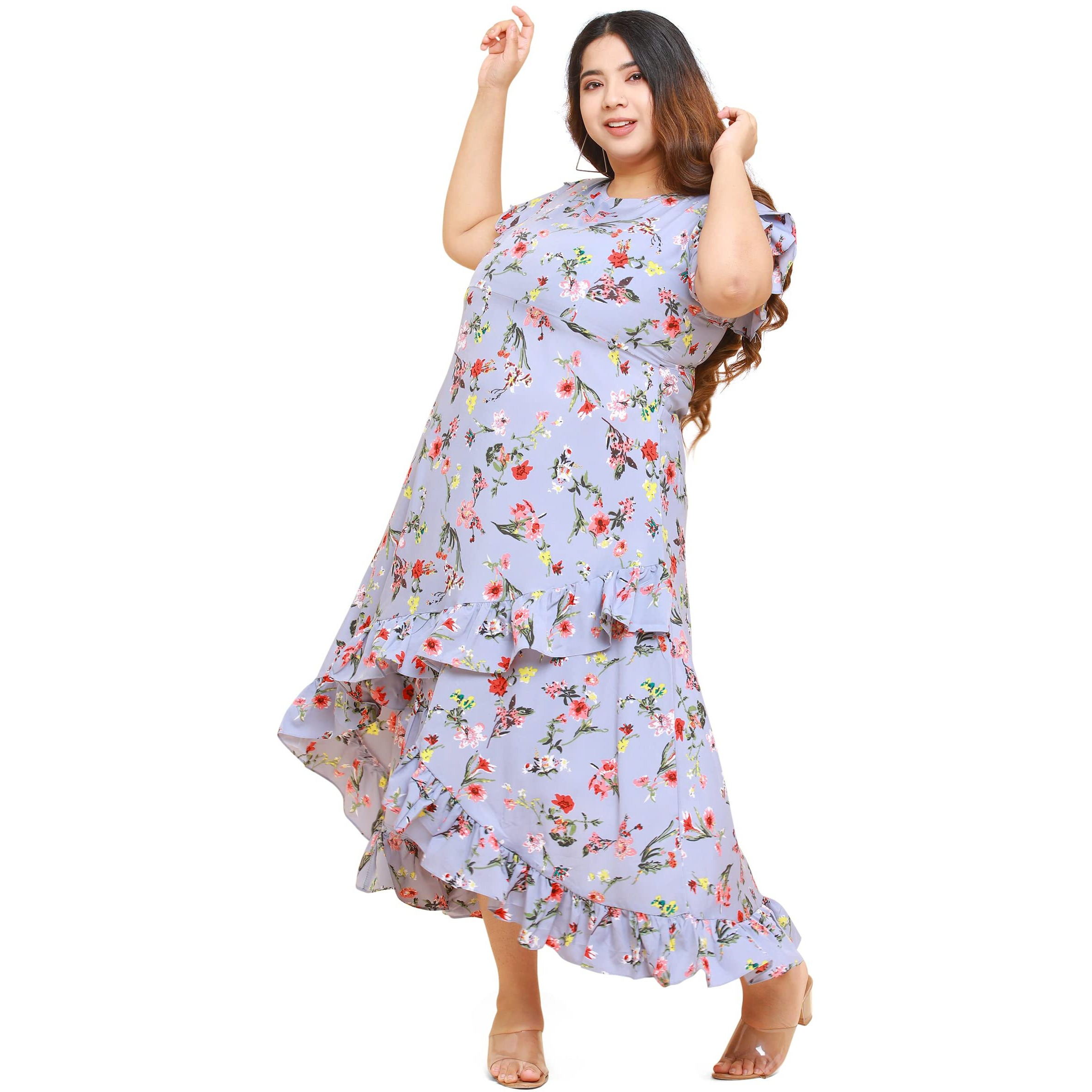 Oomph Women's Western & Fusion Wear Crepe Wrap Maxi Dress - Grey