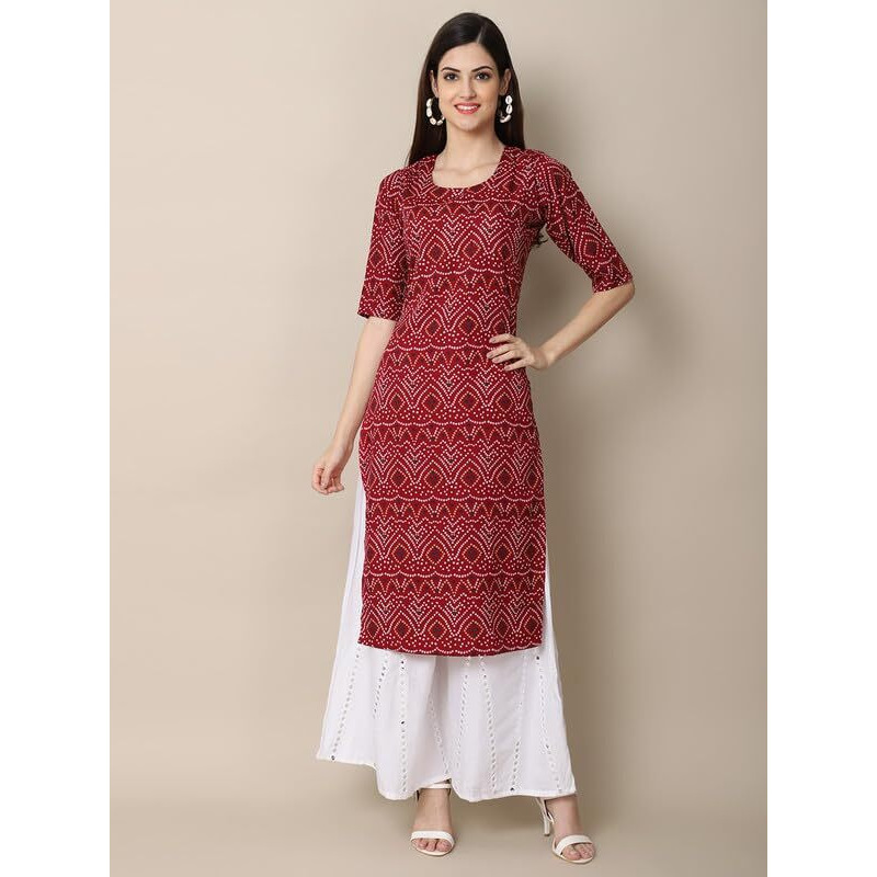 Pinkmint Straight Vibrant Colour Crepe Kurti's For Women's Ll Fashion Fusion Kurti Ll Summer Kurti (Pack Of 6)
