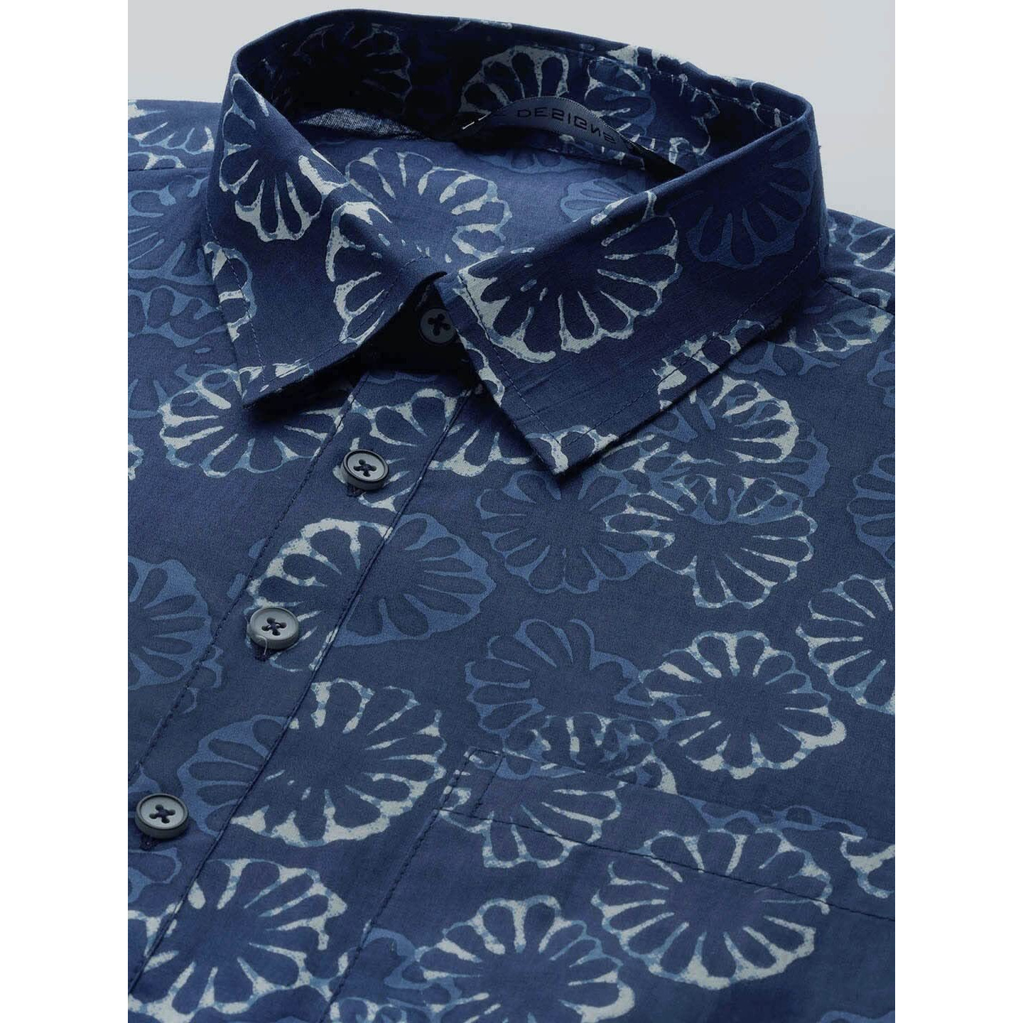 See Designs Men's Indigo Regular Pure Cotton Pathani Printed Men's Kurta - Sdpkt_1155M