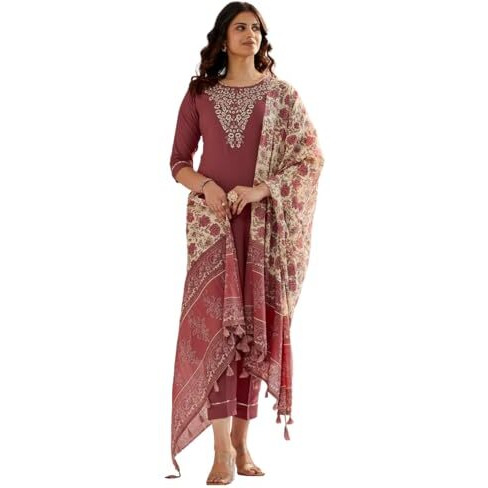Fashion Basket Cotton Silk Kurta Set With Duptta For Women Maroon