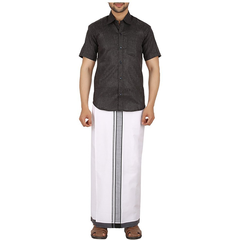 Prakasam Cotton (Moon Men's Single Dhoti (Black) 1.27 X 2.00 Meter