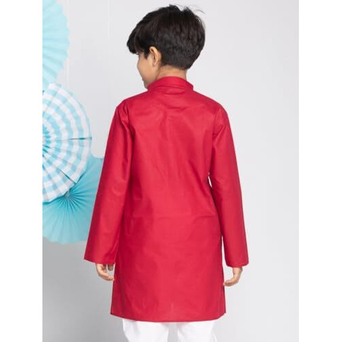Vastramay Boys' Solid Cotton Maroon Blue Kurta (B814)
