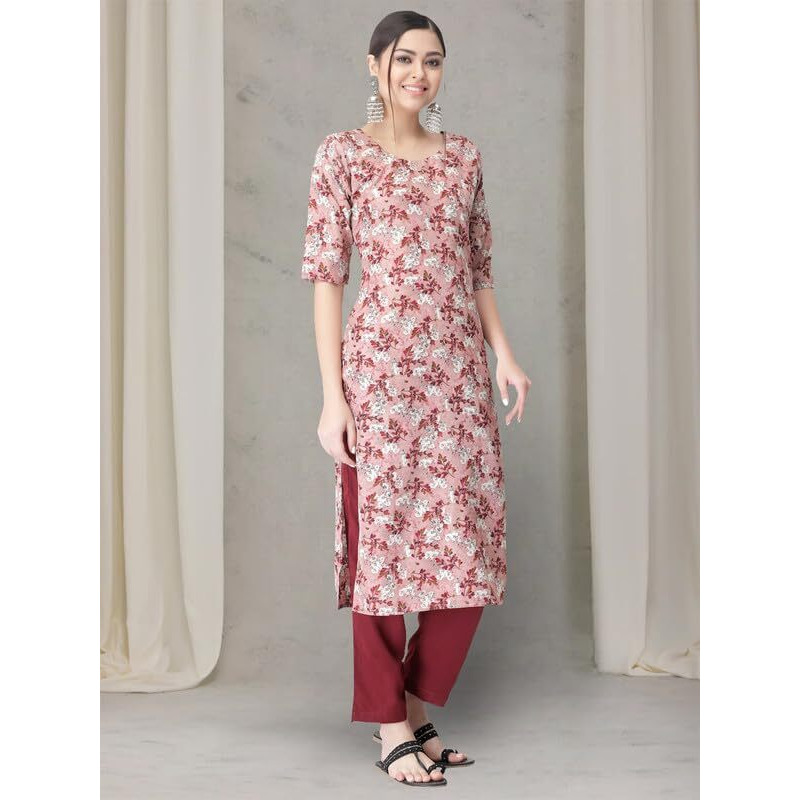Pinkmint Women's Crepe Kurta Pant Set Kurta Set Comfortable Set For Women