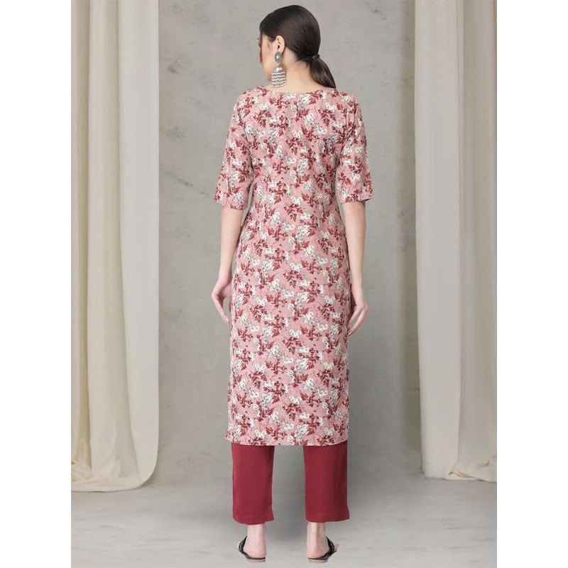 Pinkmint Women's Crepe Kurta Pant Set Kurta Set Comfortable Set For Women