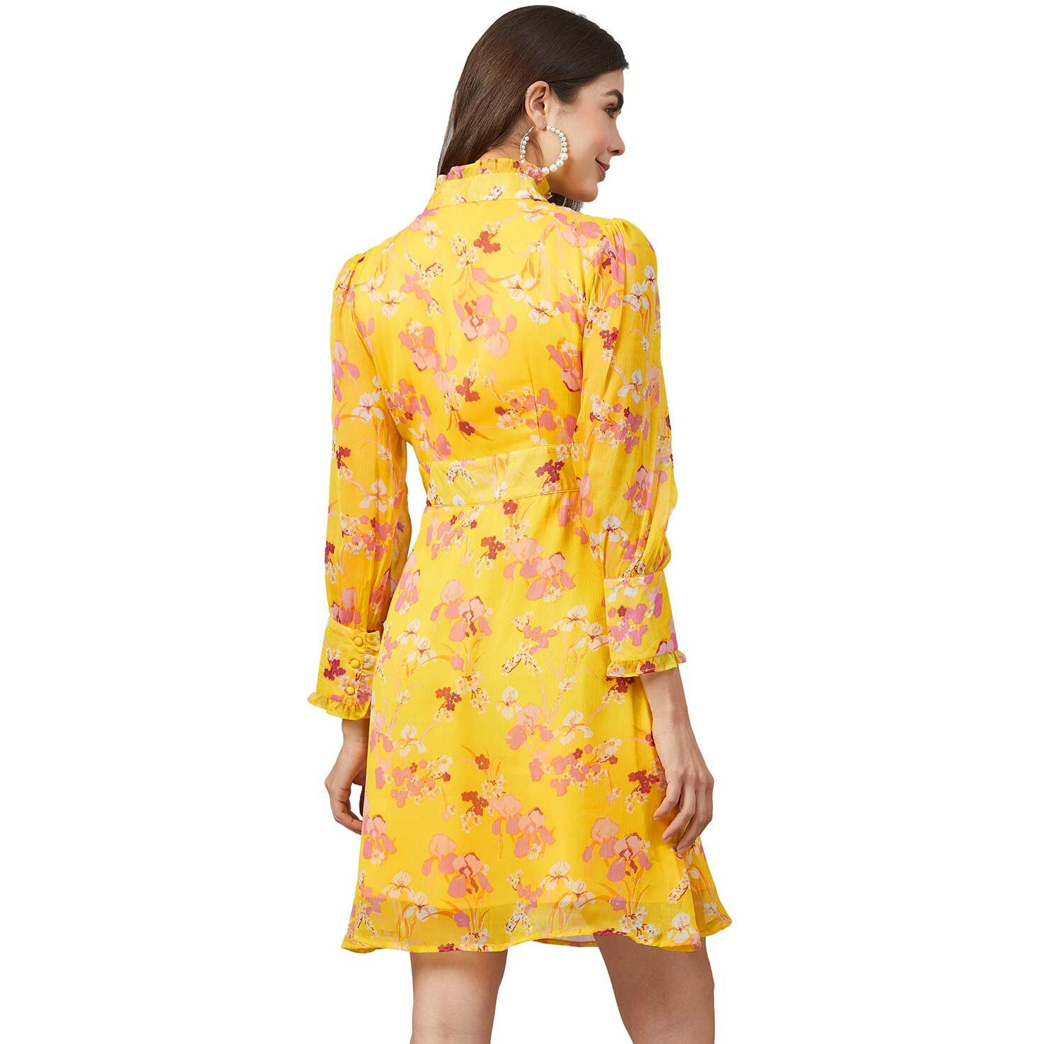 Rare Women's Polyester A-Line Knee-Length Casual Dress (Ep7008_Yellow_Medium)