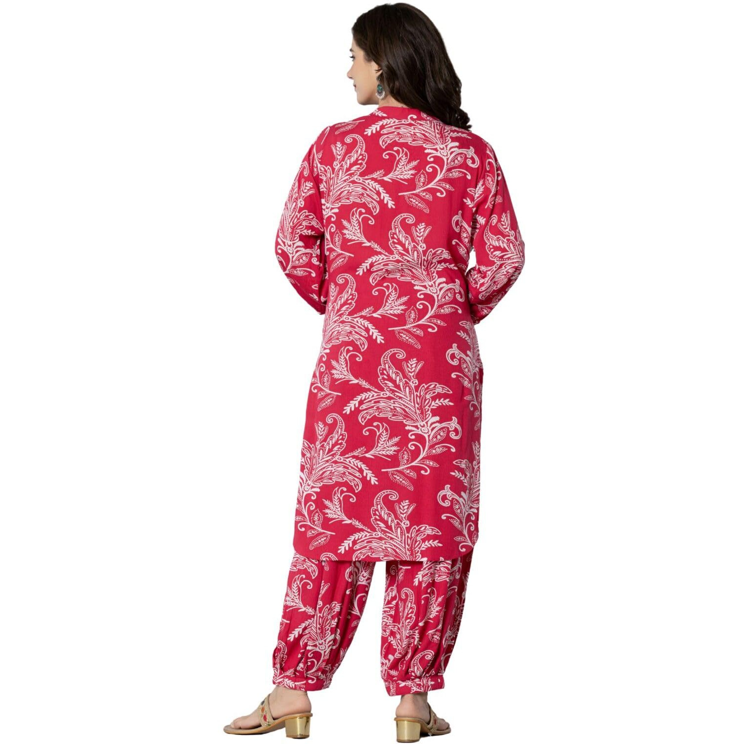 Rytras Women's Pure Cotton Printed Straight Kurta Set With Palazzo Pants - Ethnic Wear, Pink(Ryt590-New,3Xl)