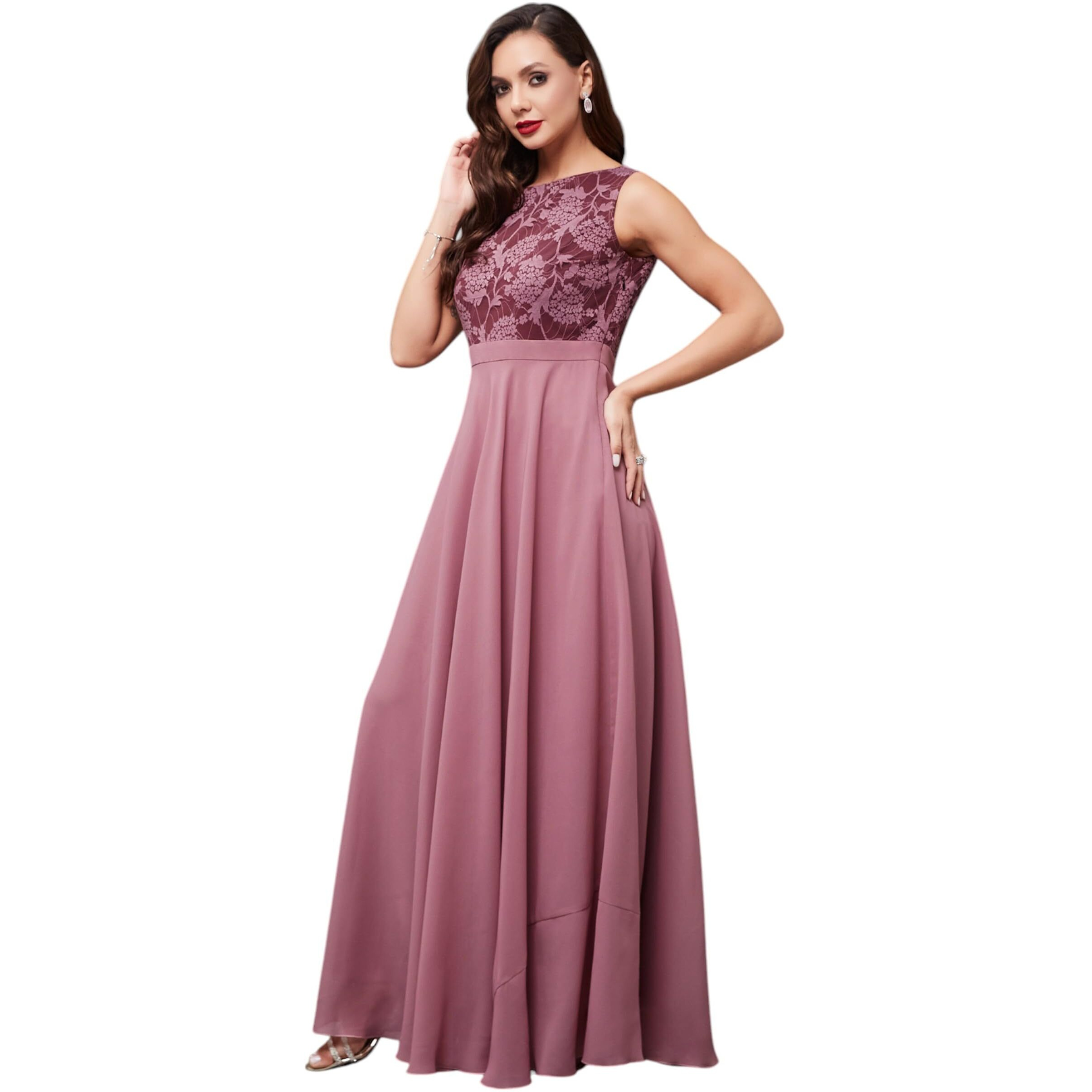 Miss Chase Women's Round Neck Sleeveless Maxi Dress (Mcss25D93-29-196-05, Lavender, L)