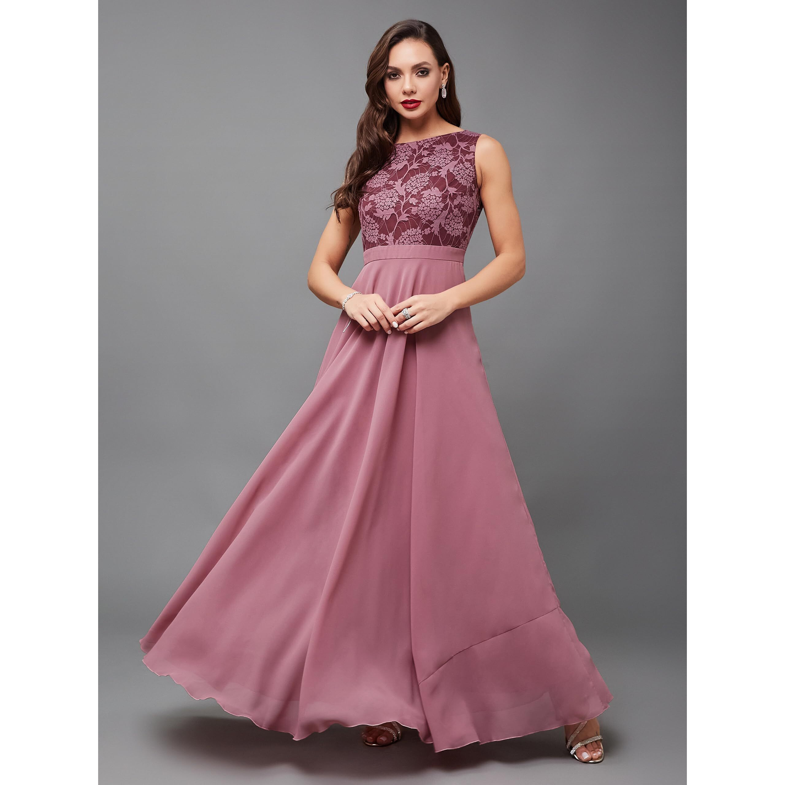 Miss Chase Women's Round Neck Sleeveless Maxi Dress (Mcss25D93-29-196-05, Lavender, L)