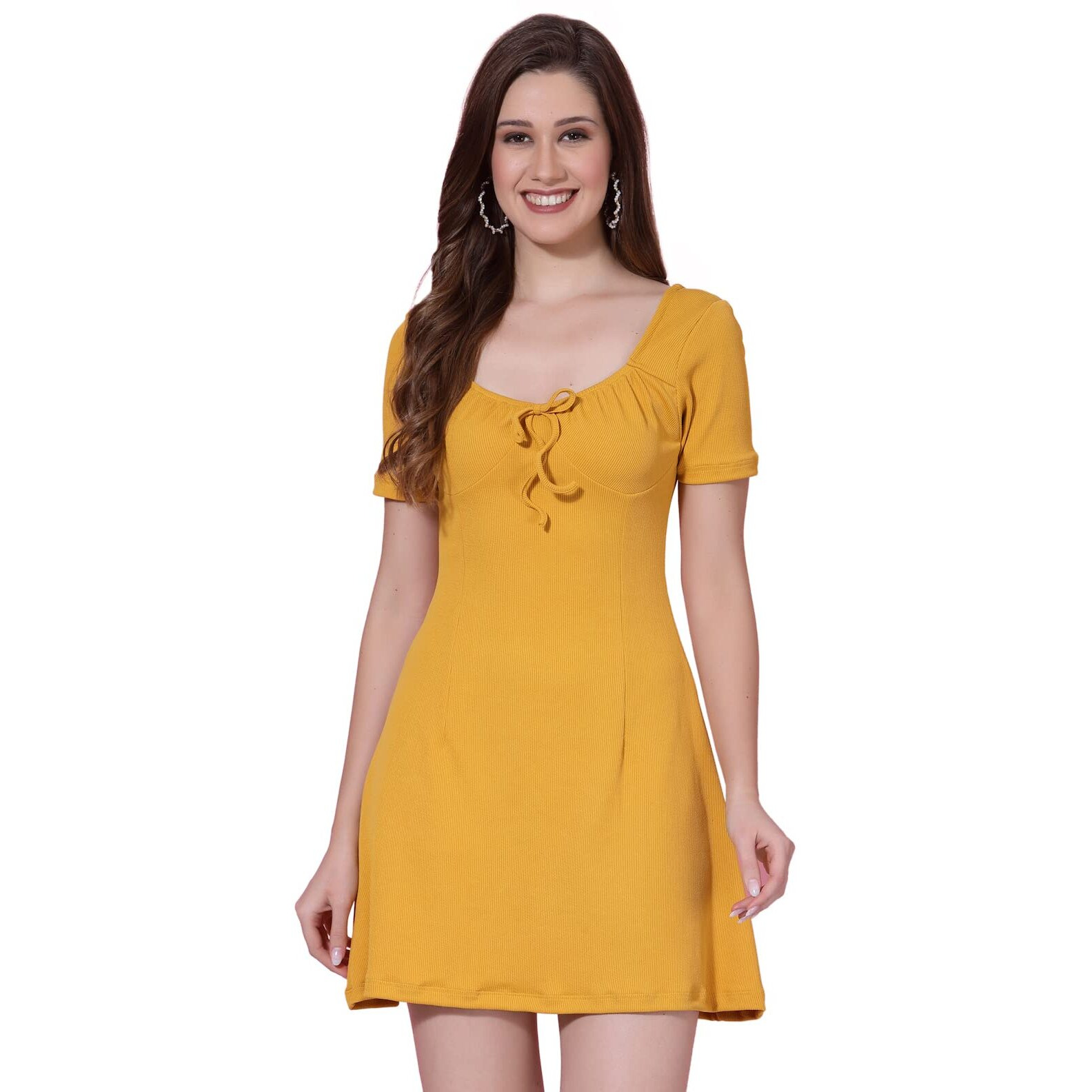 Oomph Women's Western & Fusion Wear Dresses For Women Yellow - Md693