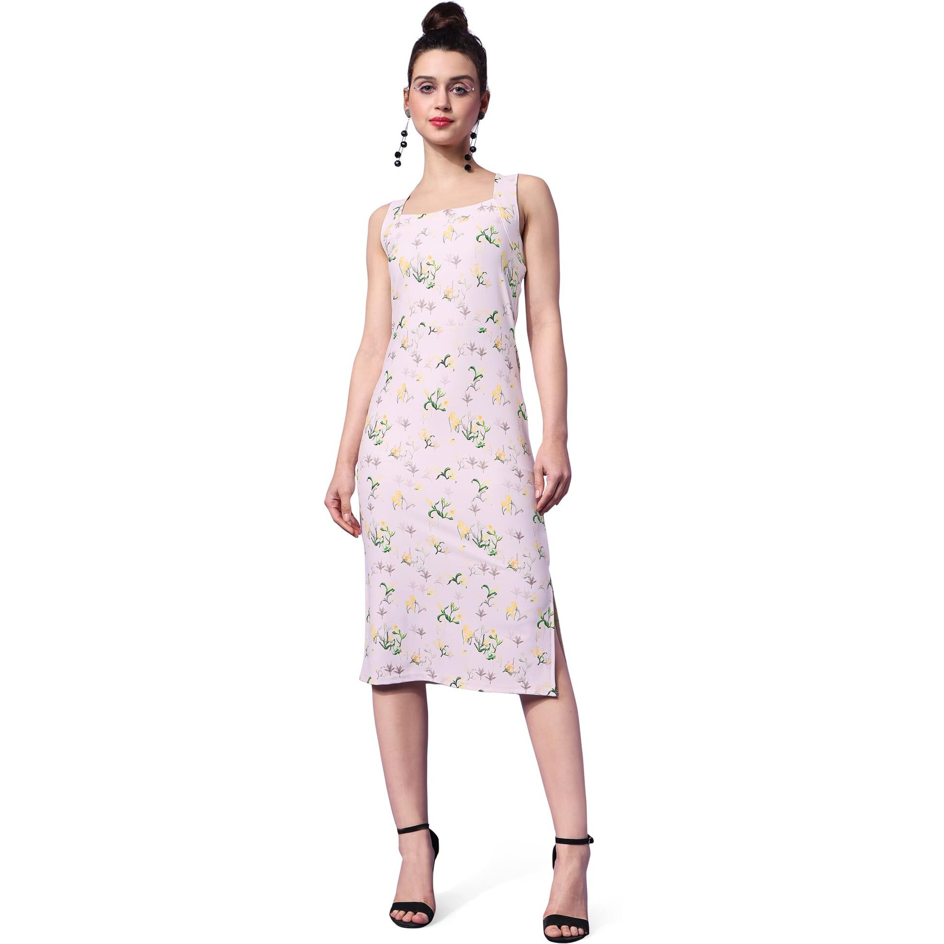 Purvaja Womens Bodycon Knee Length Dress (Wini-021-Tulip_Off White_Xx-Large)