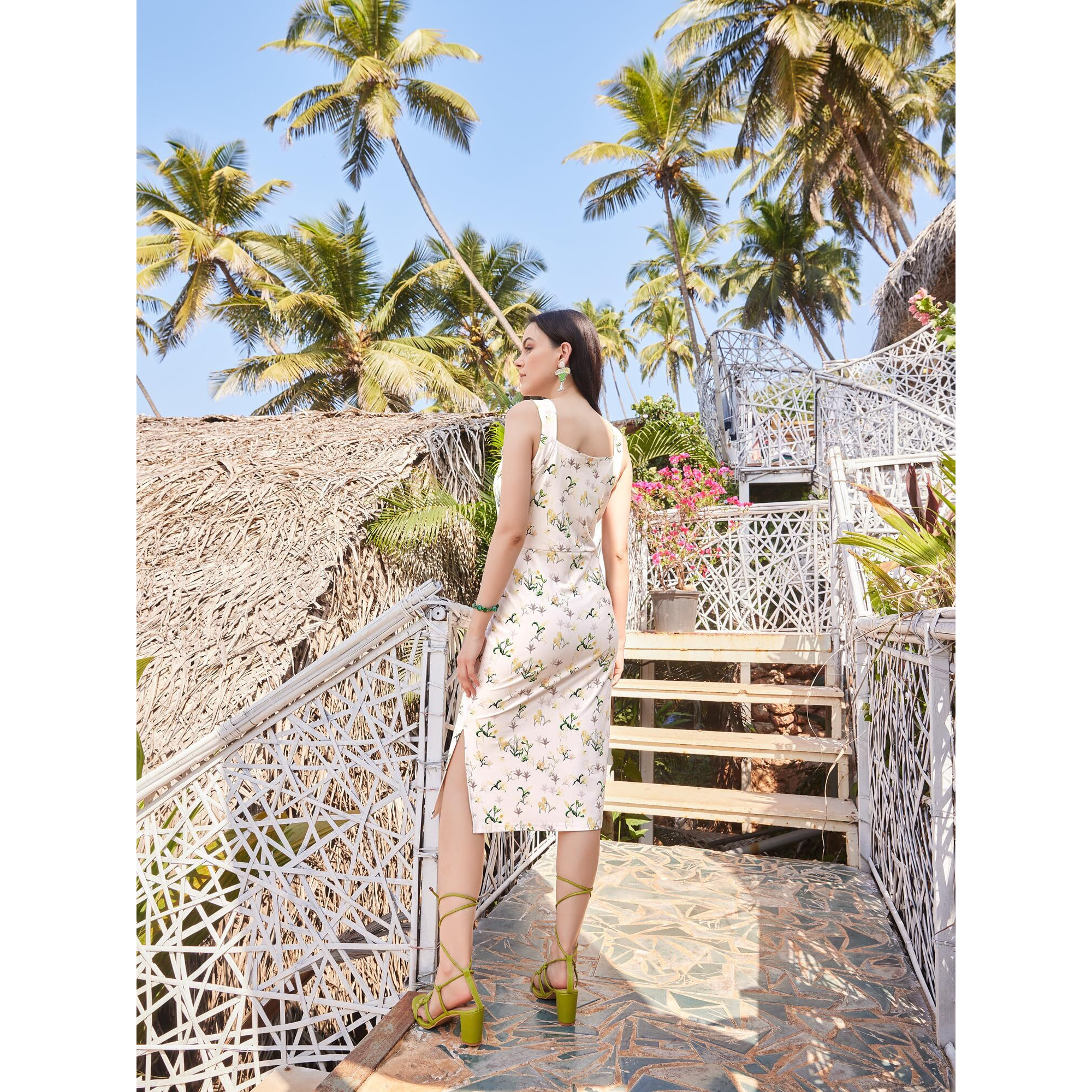 Purvaja Womens Bodycon Knee Length Dress (Wini-021-Tulip_Off White_Xx-Large)