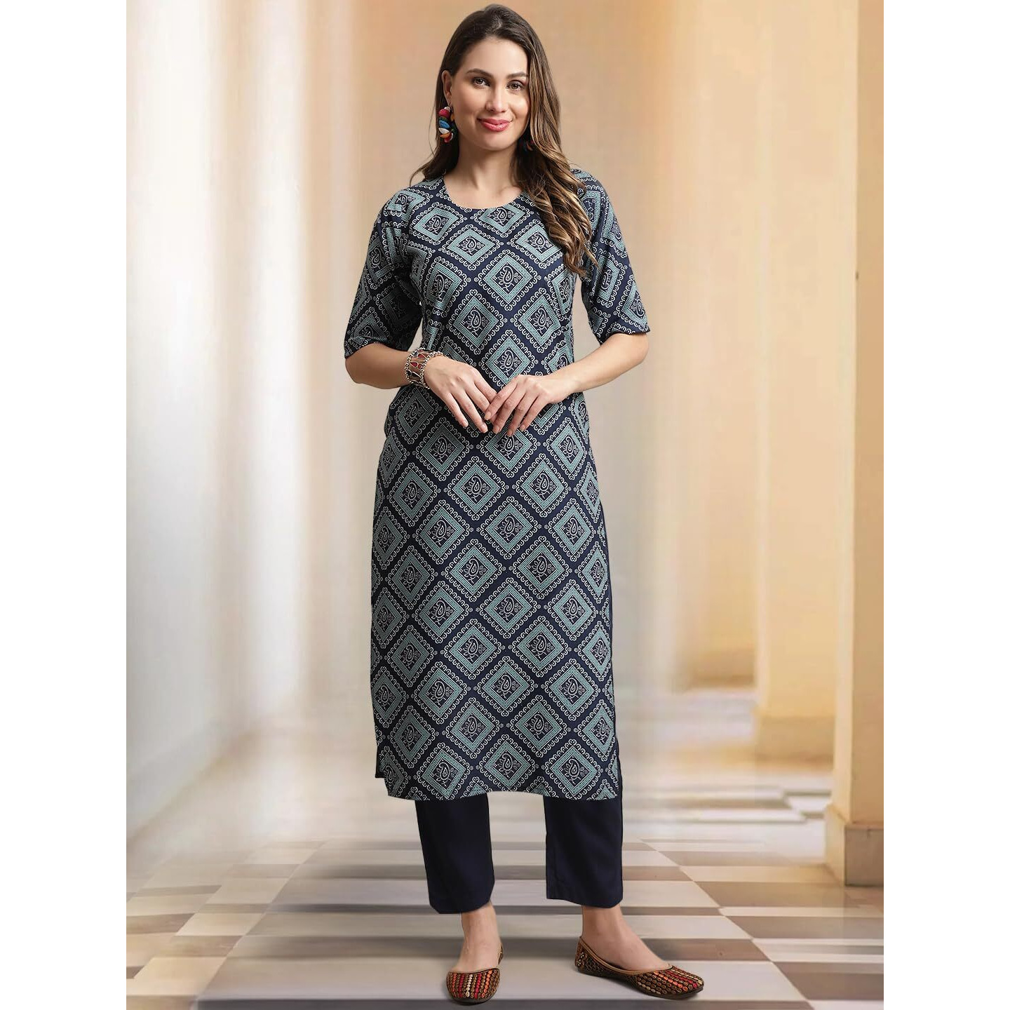 Tee Projekt Printed Crepe Kurti & Pant Set For Women Festival Wear For Women