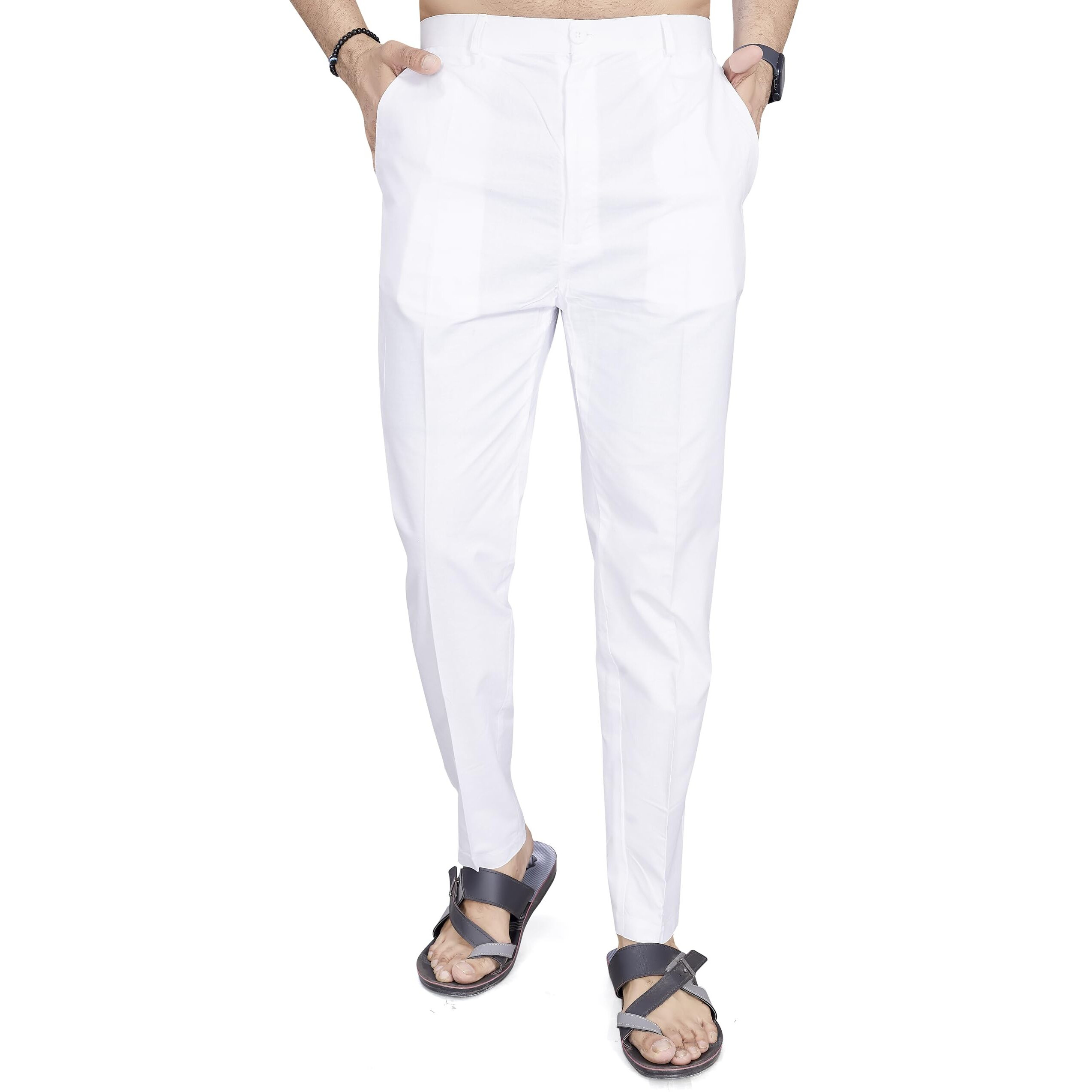 Divisive Men's Cotton Stitched Slim Fit Pyjama/Pant (Dpt26_Xl_White)