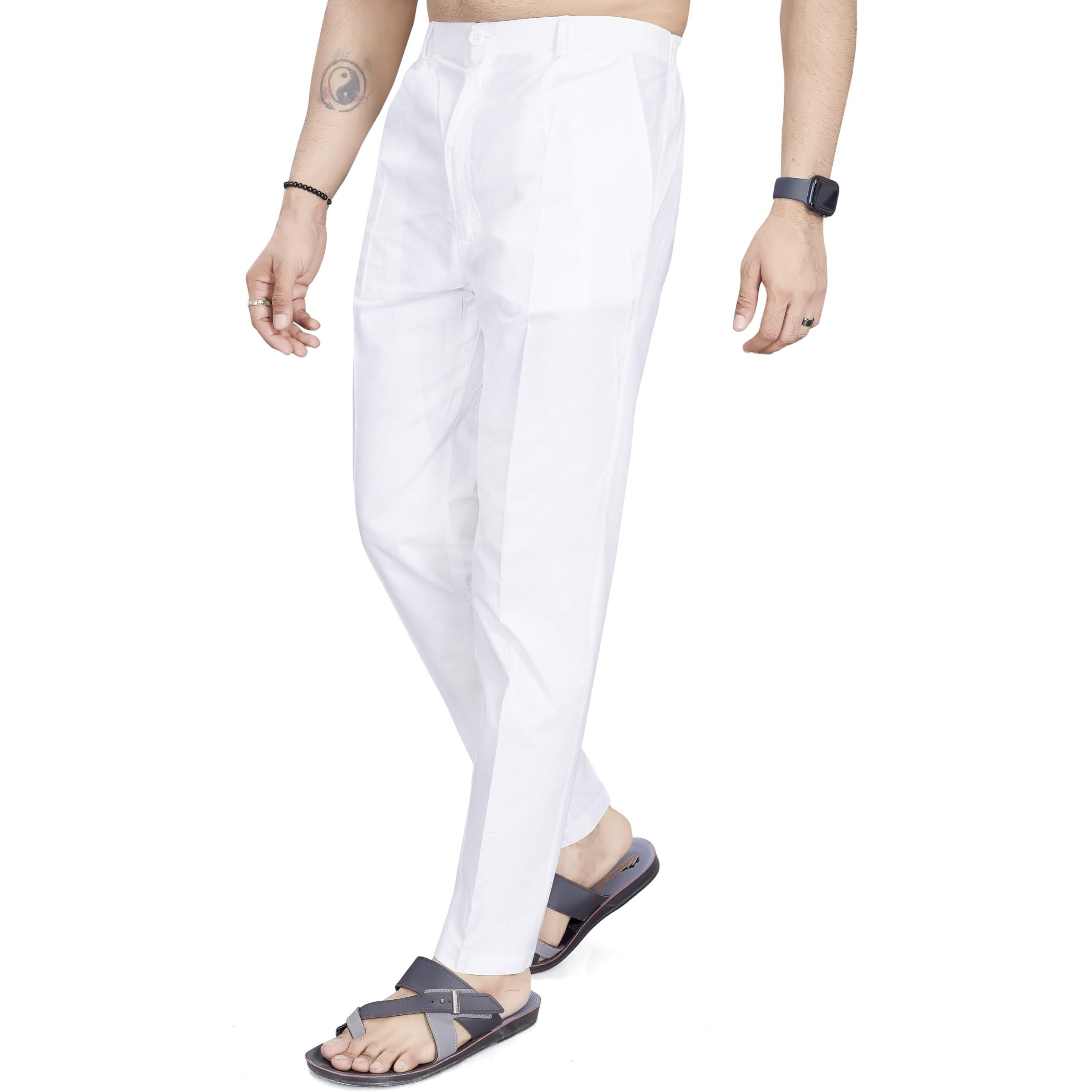 Divisive Men's Cotton Stitched Slim Fit Pyjama/Pant (Dpt26_Xl_White)