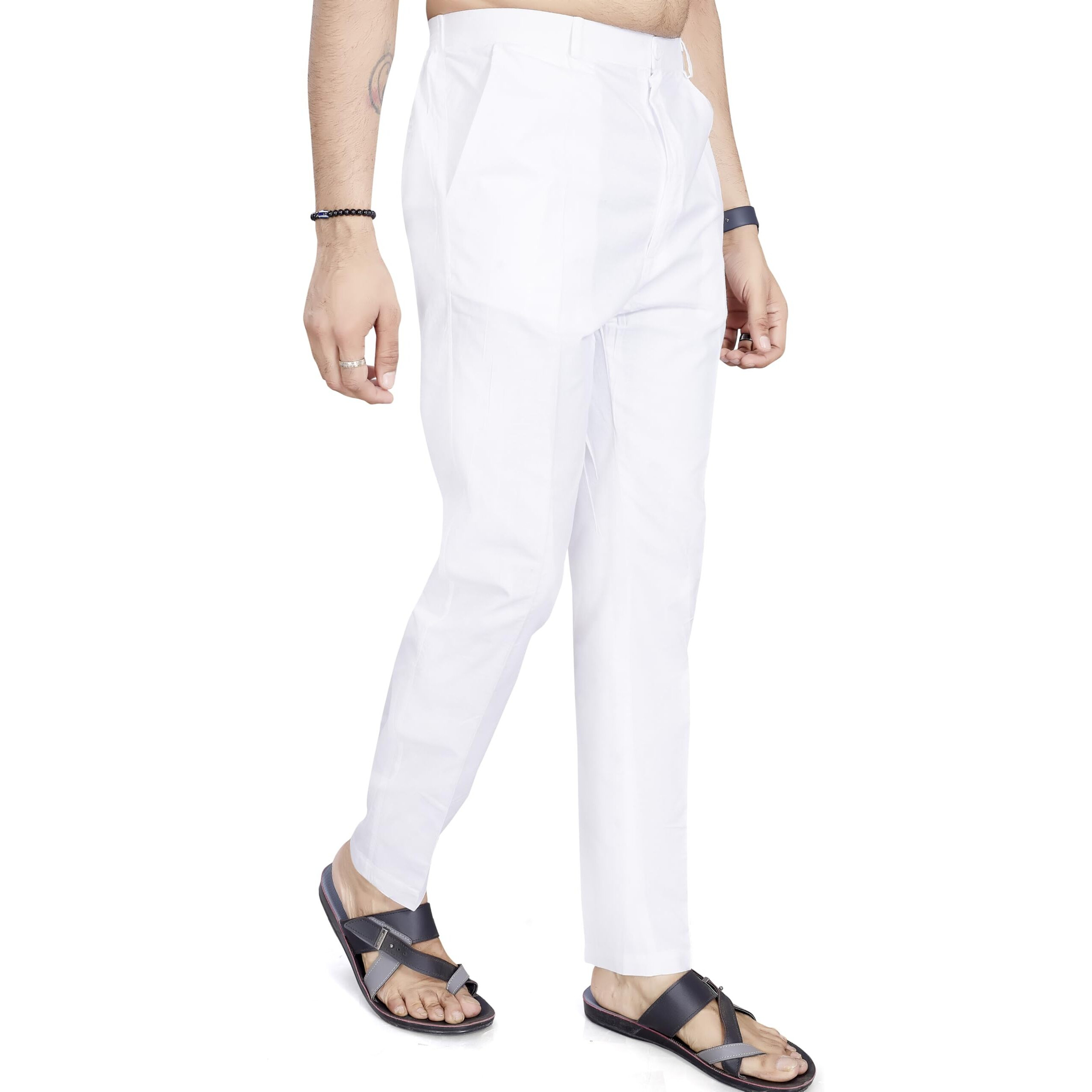 Divisive Men's Cotton Stitched Slim Fit Pyjama/Pant (Dpt26_Xl_White)