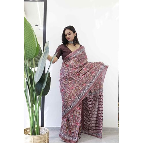 Shiv Textiles Womens Pure Cottoncasual Wear Saree (Smc-St-13-Rose)