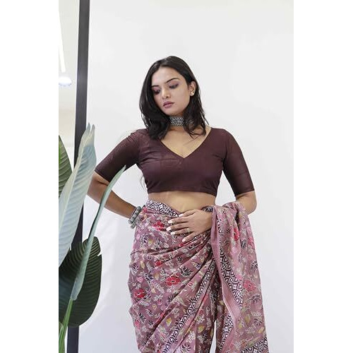 Shiv Textiles Womens Pure Cottoncasual Wear Saree (Smc-St-13-Rose)