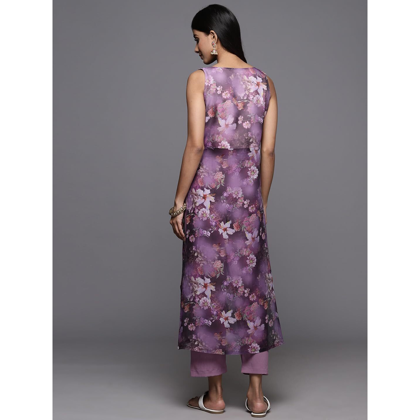 Varanga Women's Silk Blend Regular Kurta Set (Nv_Vset21098_Purple