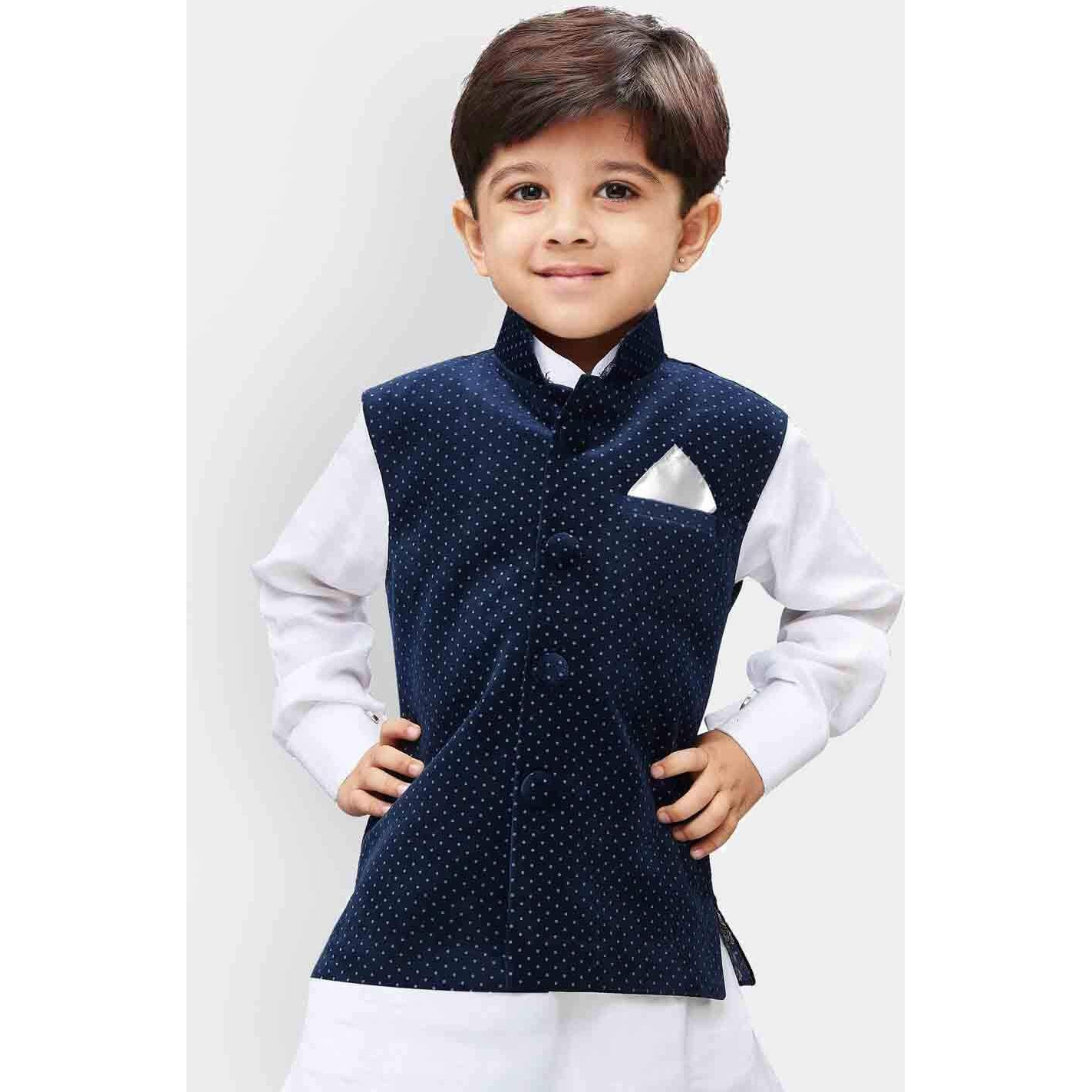 Jbn Creation Boys' Navy Blue Velvet Nehru Jacket_Vasbjbu014_32