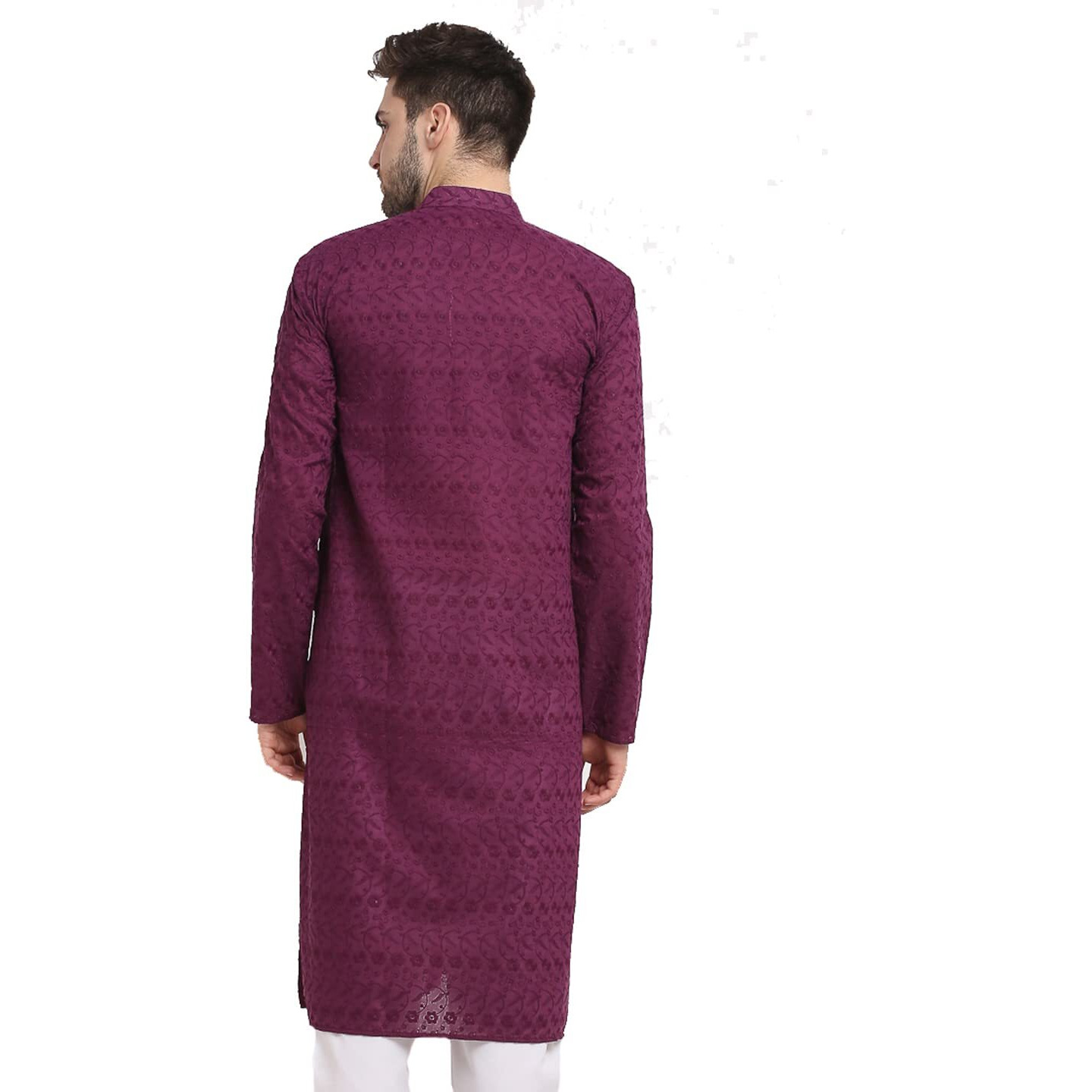 Jompers Men Green Ethnic Embroidered Pure Cotton Kurtas. (Purple, Xxl)