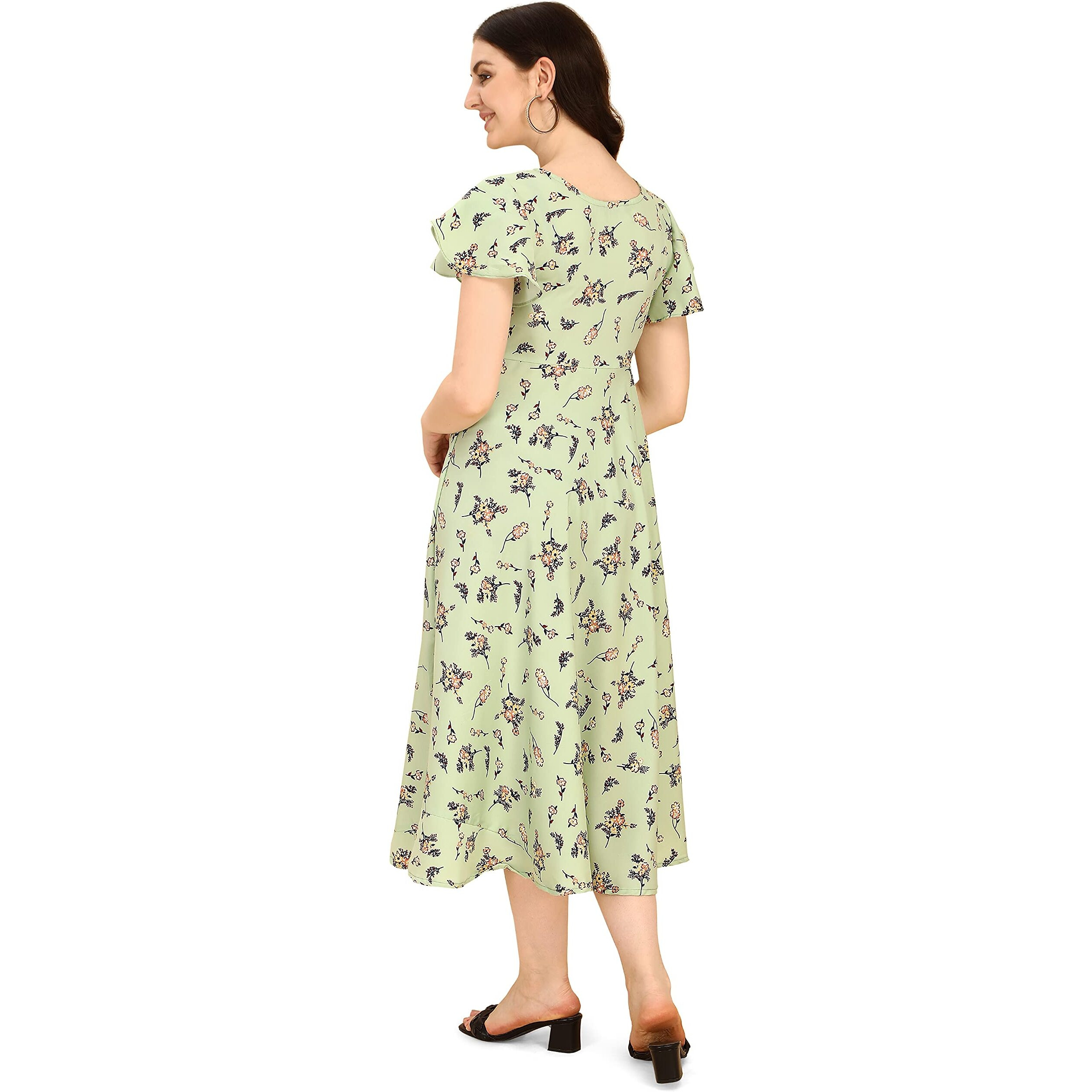 Oomph Women's Polyester A-Line Maxi Dress (Md52_Pista Green_Xs)