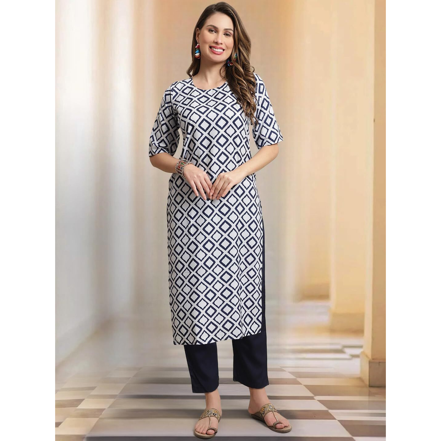 Tee Projekt Printed Crepe Kurti & Pant Set For Women Festival Wear For Women