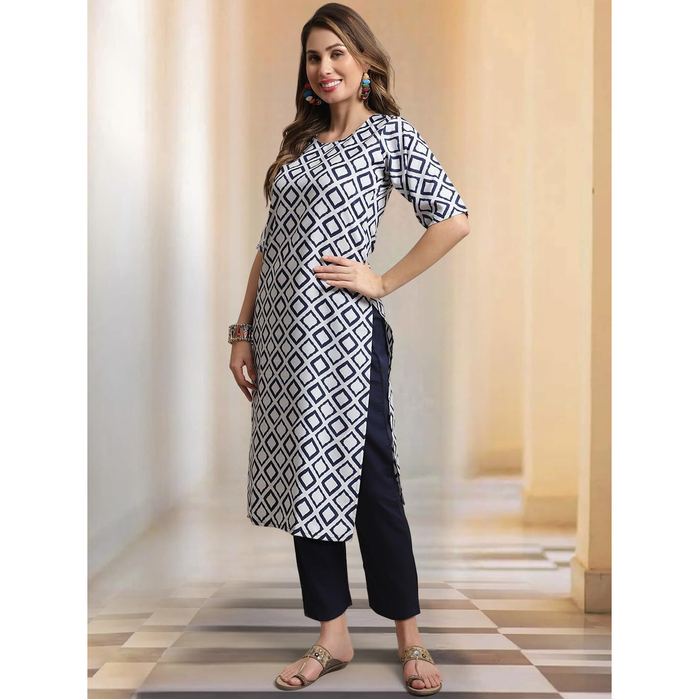 Tee Projekt Printed Crepe Kurti & Pant Set For Women Festival Wear For Women