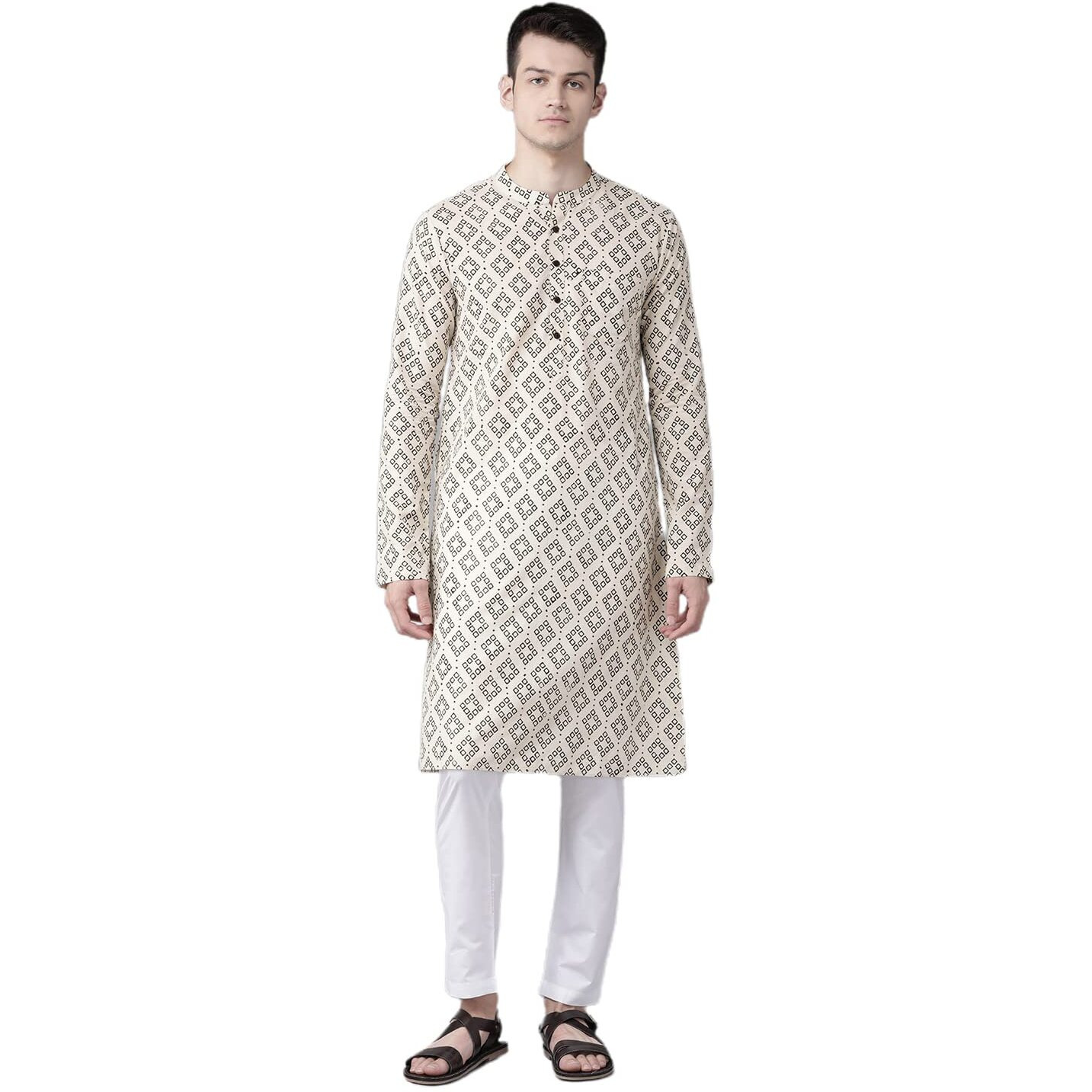 See Designs Cotton Regular Mens Kurta (14647478_Beige_S)