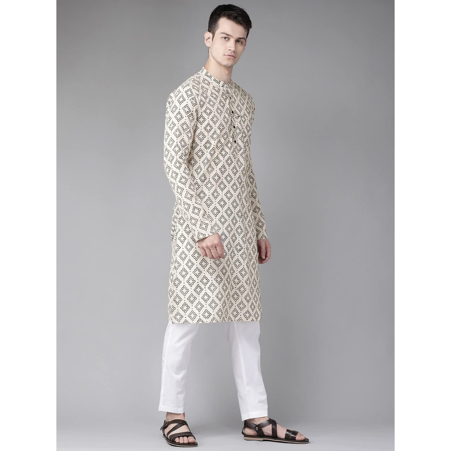 See Designs Cotton Regular Mens Kurta (14647478_Beige_S)
