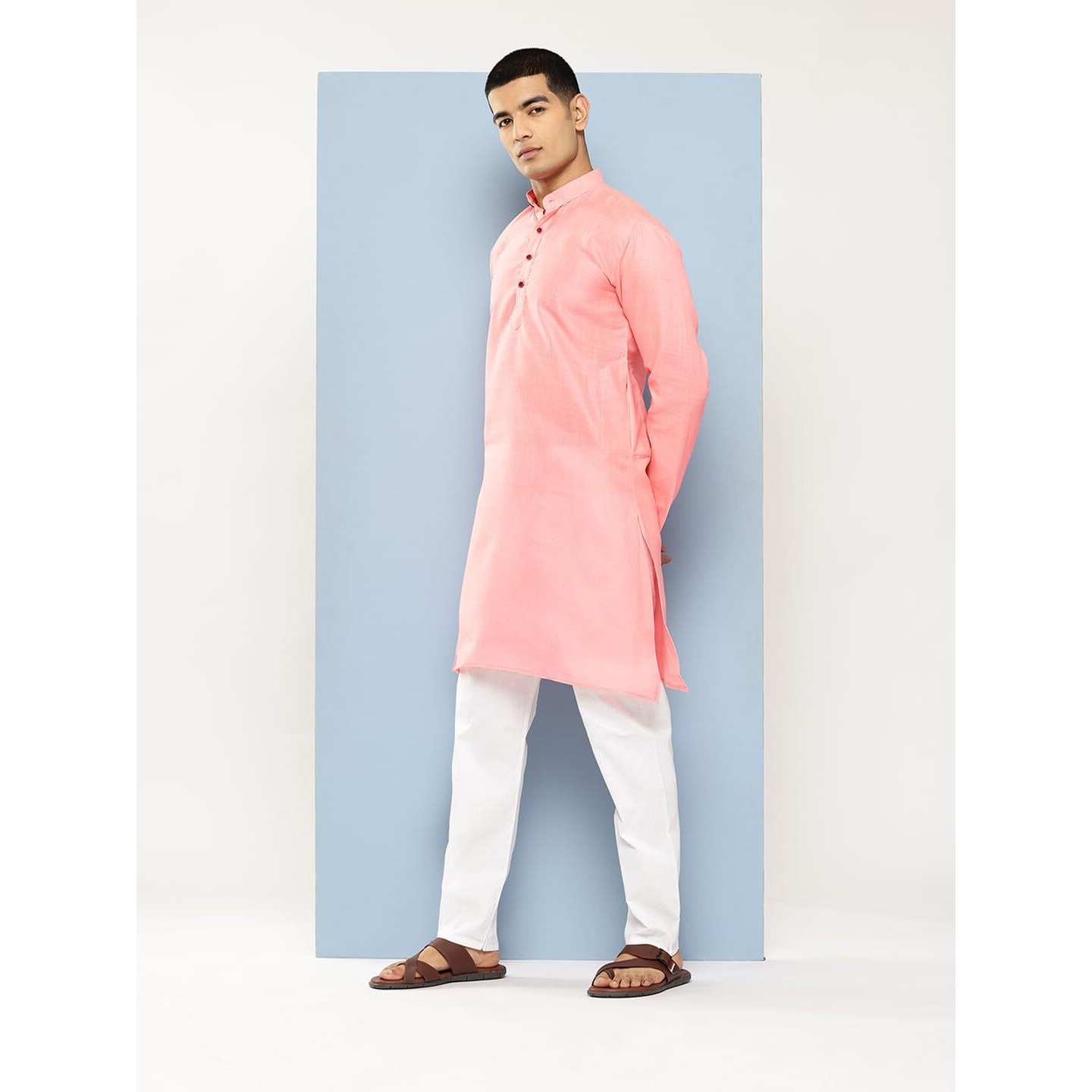Aarika Mens Ethnic Wear Pink Colour Solid Cotton Kurta Pyjama Set-(Xs-Xl)-(Kp-M-Jn-001-Pink-36)