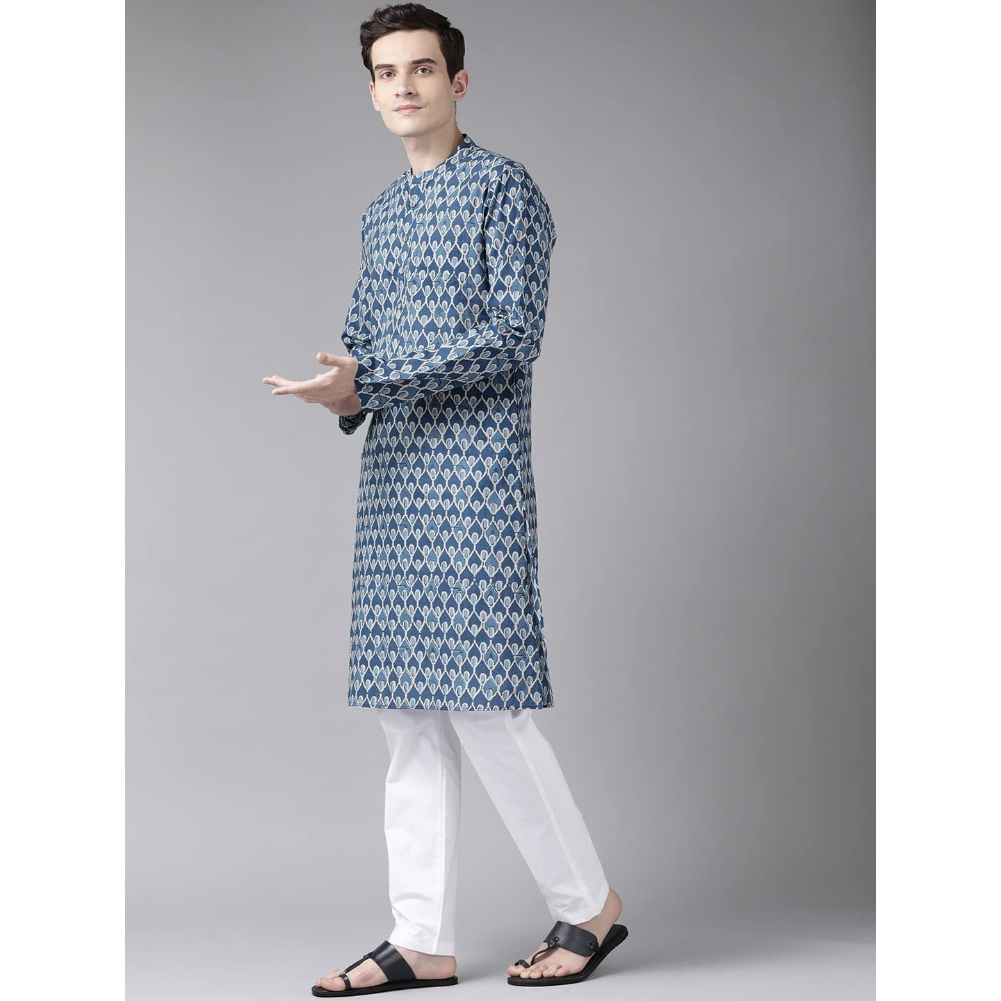 See Designs Cotton Regular Mens Kurta (15211116_Blue_Xs)