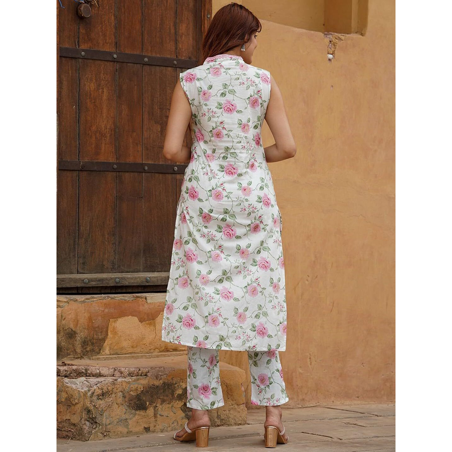 Fashion Basket Cotton Kurat Set With Duptta For Women Pink