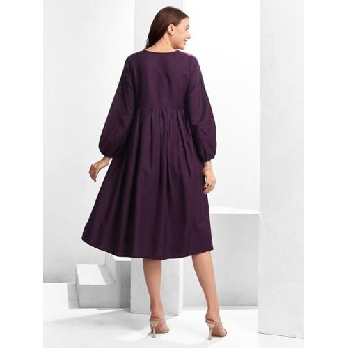 Selvia Western Dress For Women|Cotton Blend Dress For Women|A-Line Dress For Women|One Piece Dress For Women (696Dtk7851N-Xl_Wine)