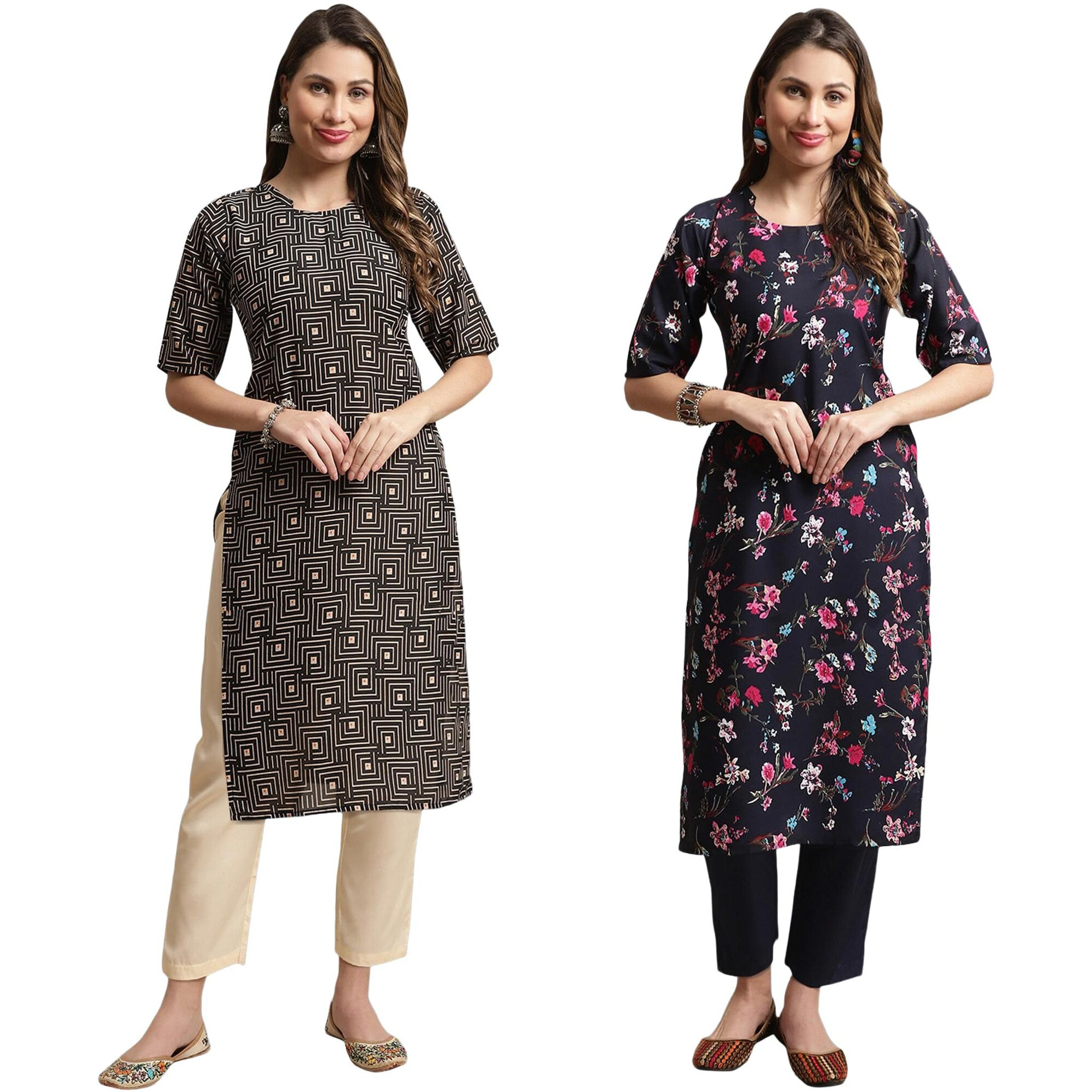 Tee Projekt Crepe Printed Kurta & Pant Set For Women Ethnic Wear Casual Wear Kurta Set