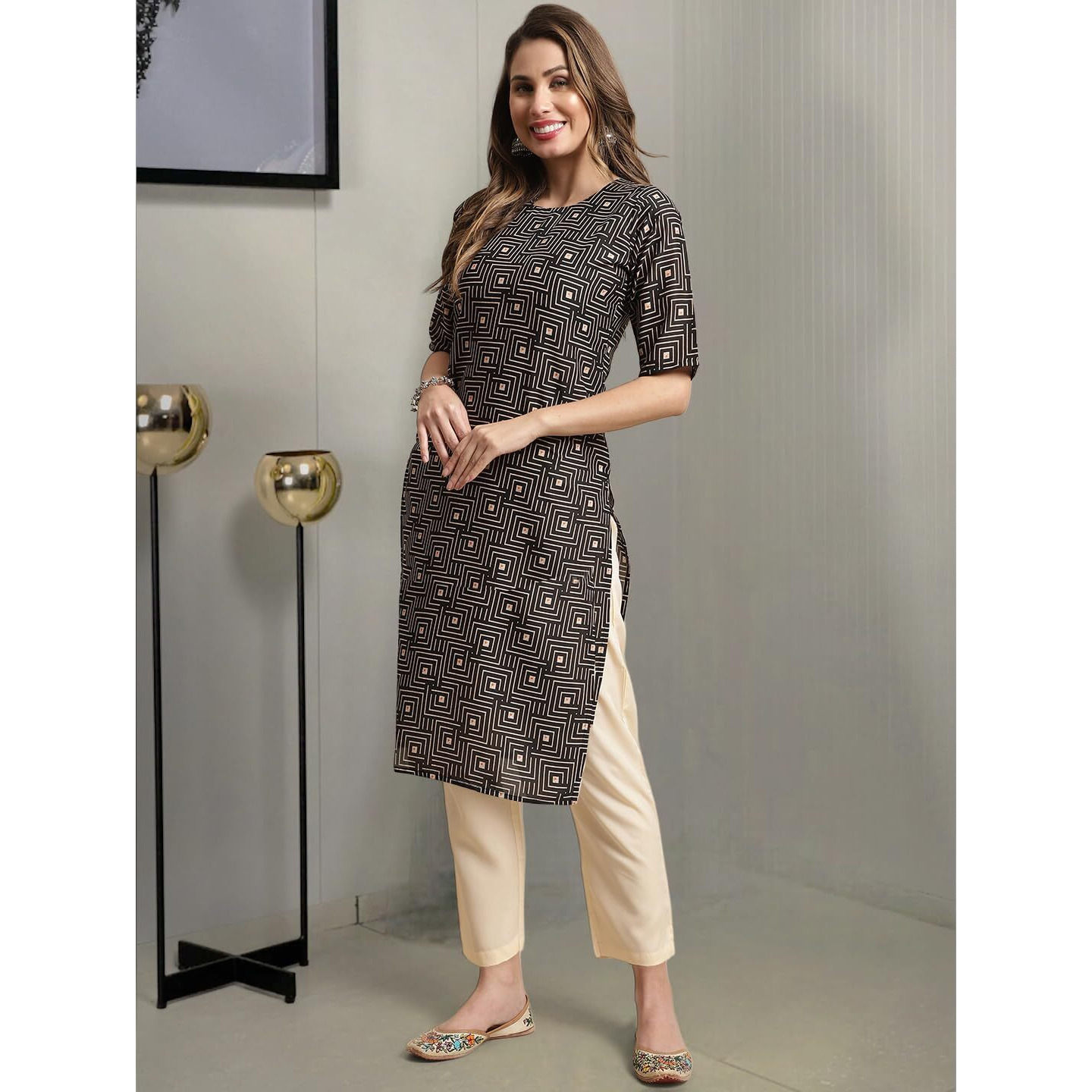 Tee Projekt Crepe Printed Kurta & Pant Set For Women Ethnic Wear Casual Wear Kurta Set