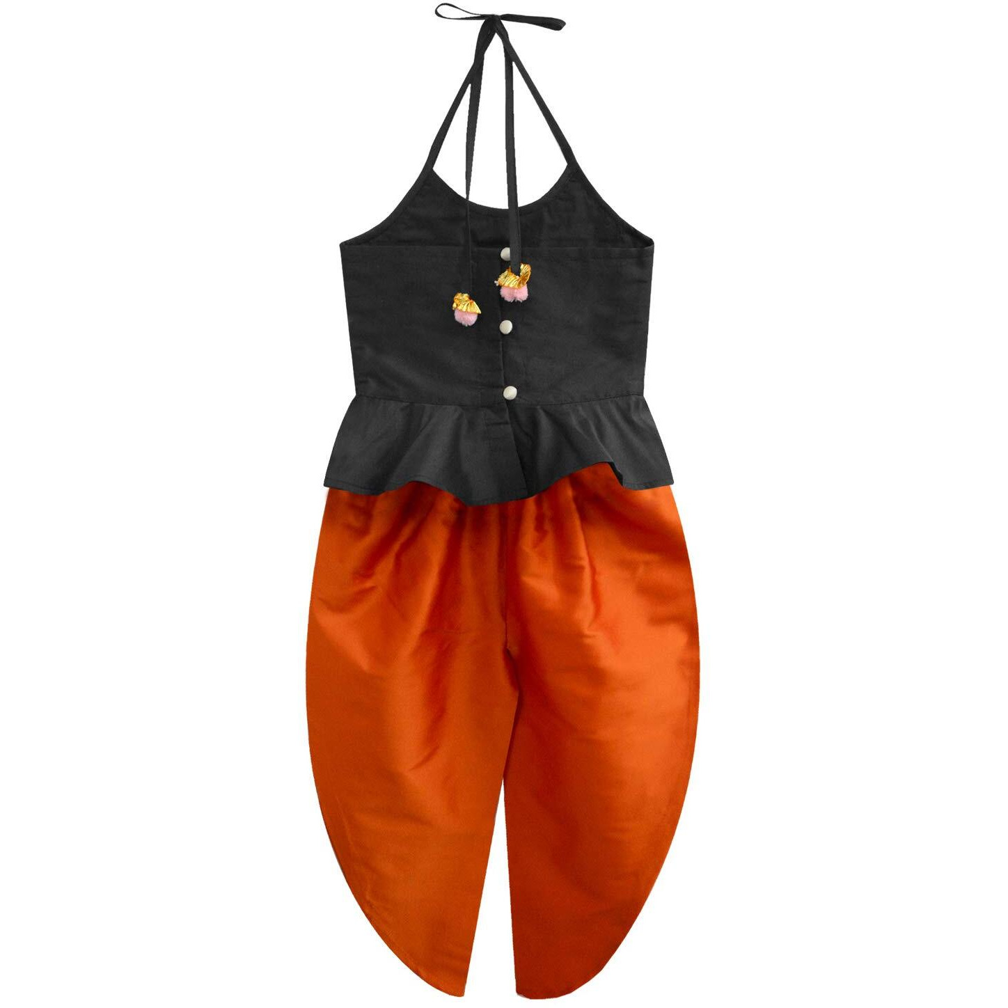 A.T.U.N. Baby Girl's Synthetic Ethnicwear (Gkls Taf Blo_Black-Orange_1-2 Years)